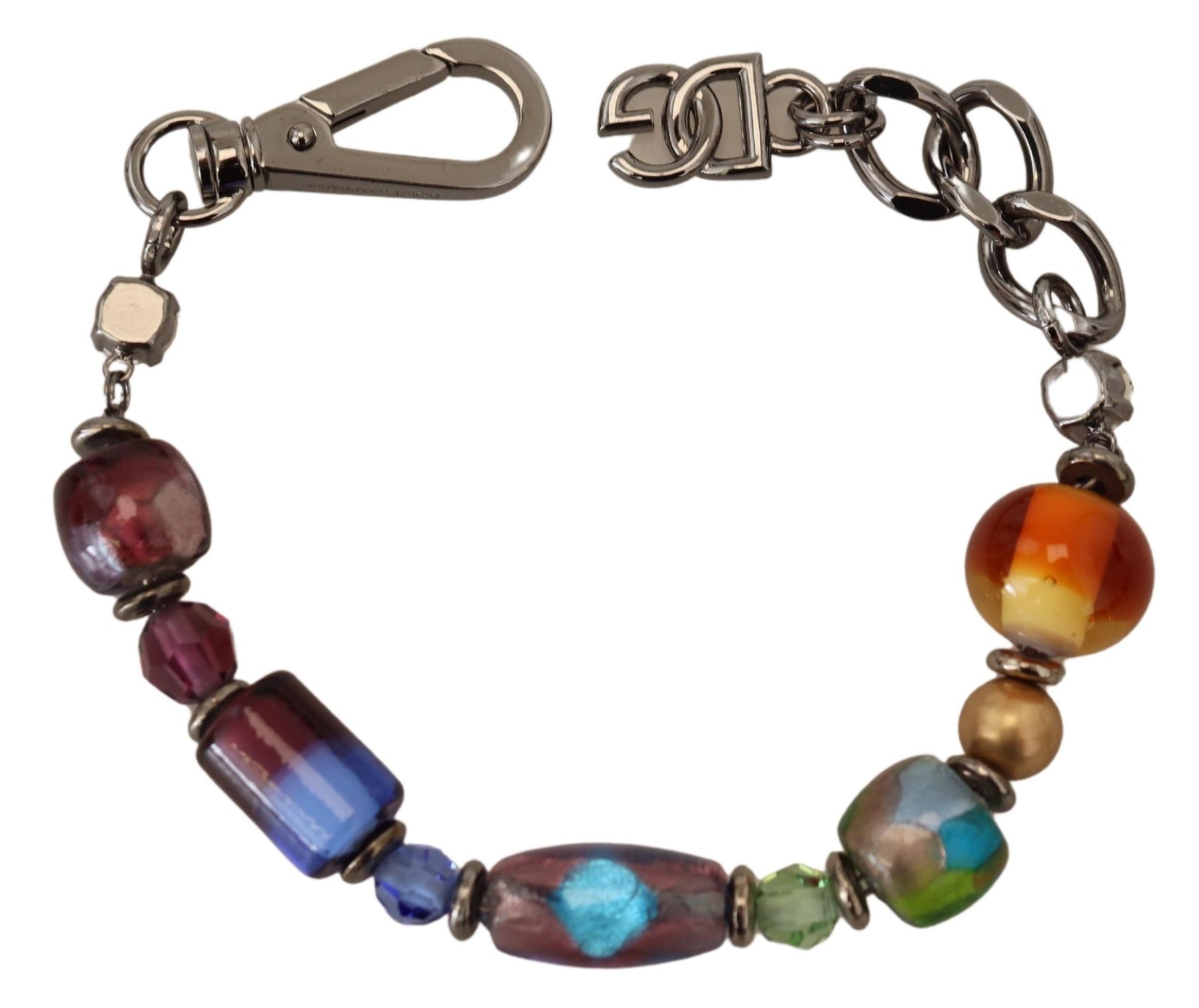 Dolce & Gabbana multicolor Silver Chain Brass Beaded Lobster Clasp Bracelet | Regal Royce