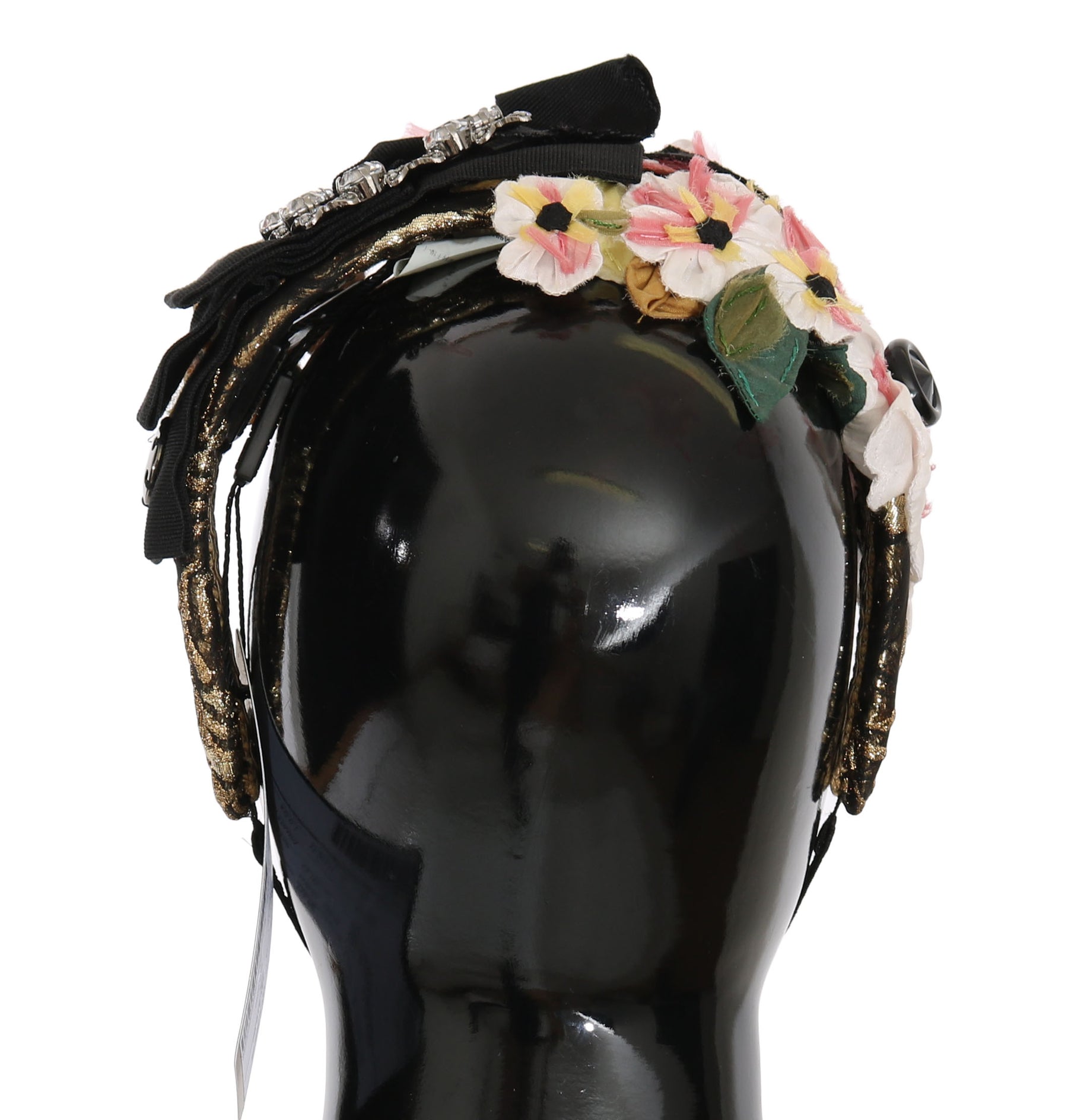 Dolce & Gabbana Multicolor Tiara Floral Crystal Bow Diadem Headband | Regal Royce
