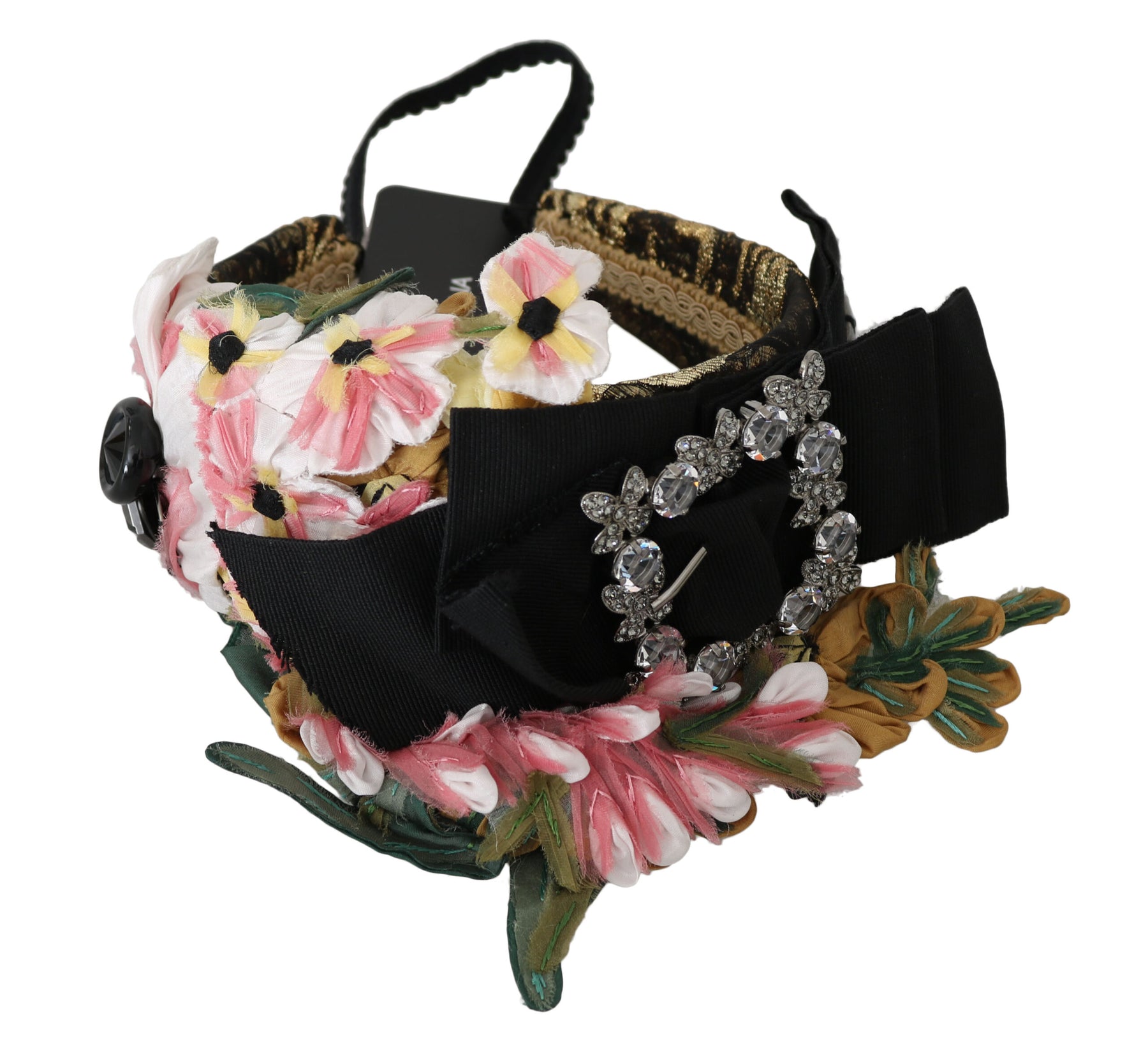 Dolce & Gabbana Multicolor Tiara Floral Crystal Bow Diadem Headband | Regal Royce