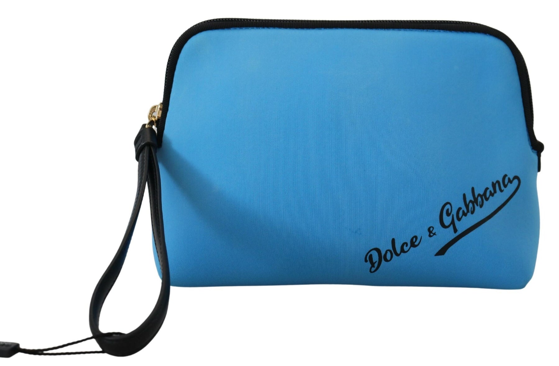 Dolce & Gabbana Blue Logo Print Hand Pouch Leopard Print Toiletry Bag | Regal Royce
