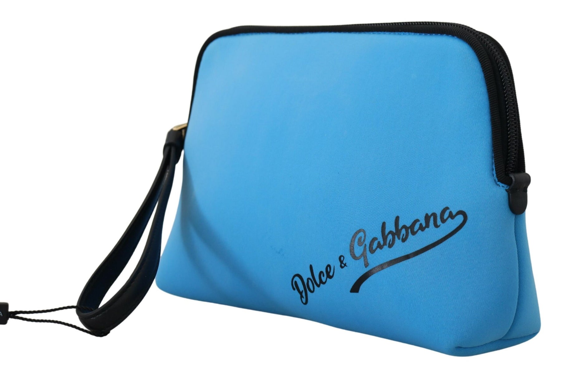 Dolce & Gabbana Blue Logo Print Hand Pouch Leopard Print Toiletry Bag | Regal Royce