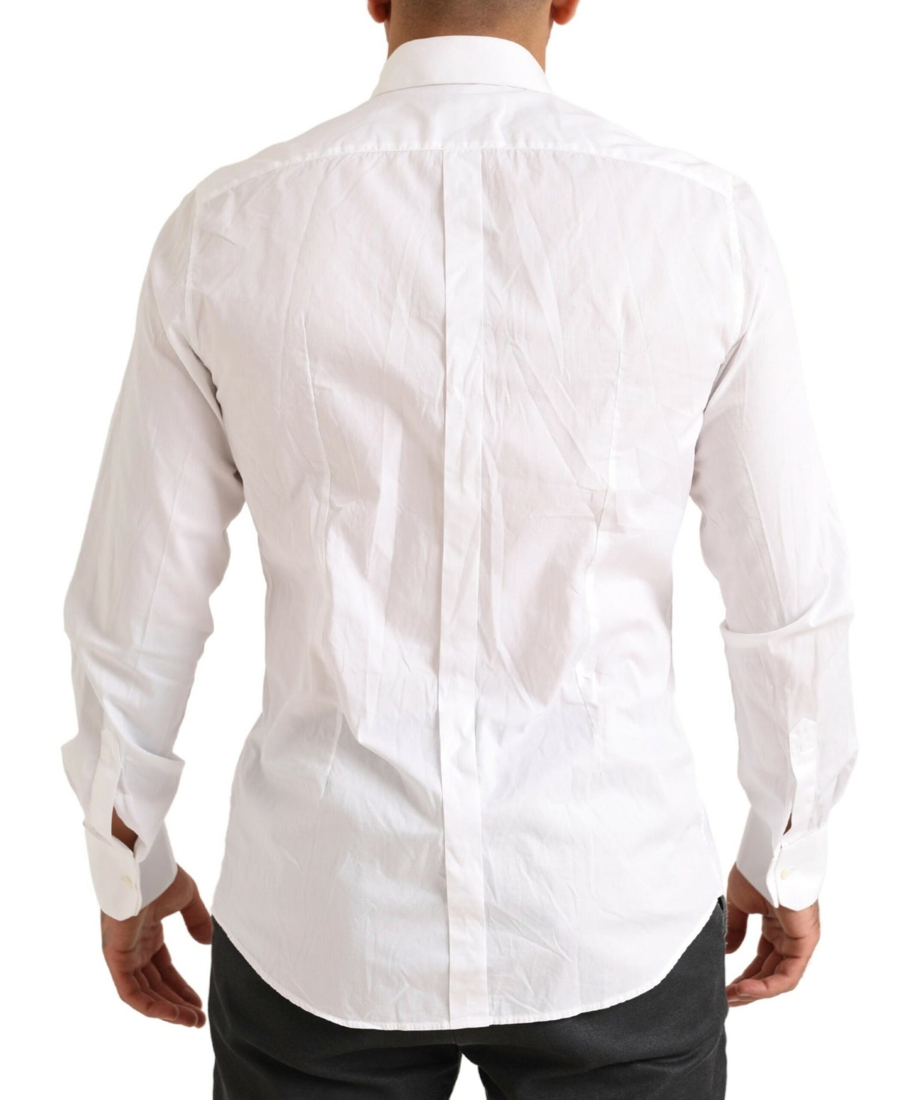 Dolce & Gabbana White GOLD Formal Cotton Tuxedo Dress Shirt | Regal Royce
