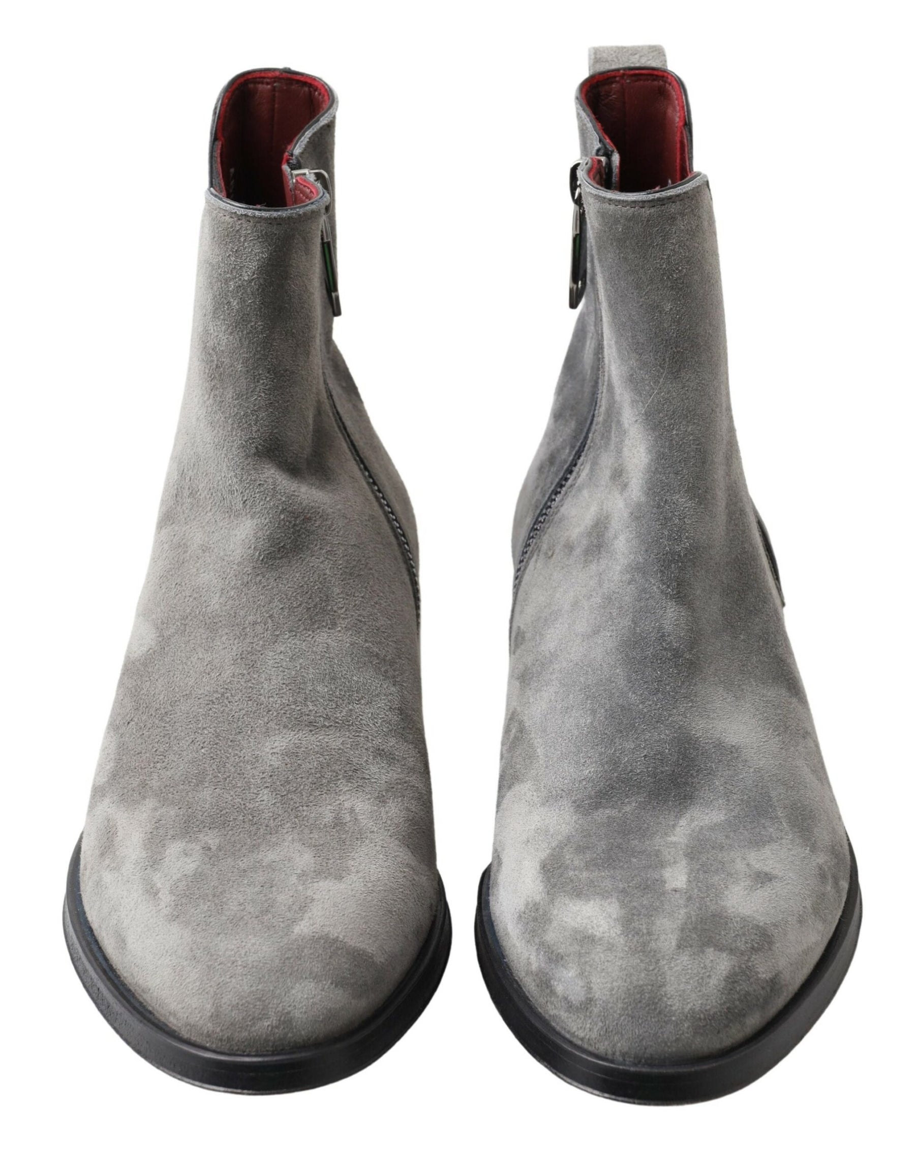 Dolce & Gabbana Gray Leather Men Ankle Boots Shoes | Regal Royce