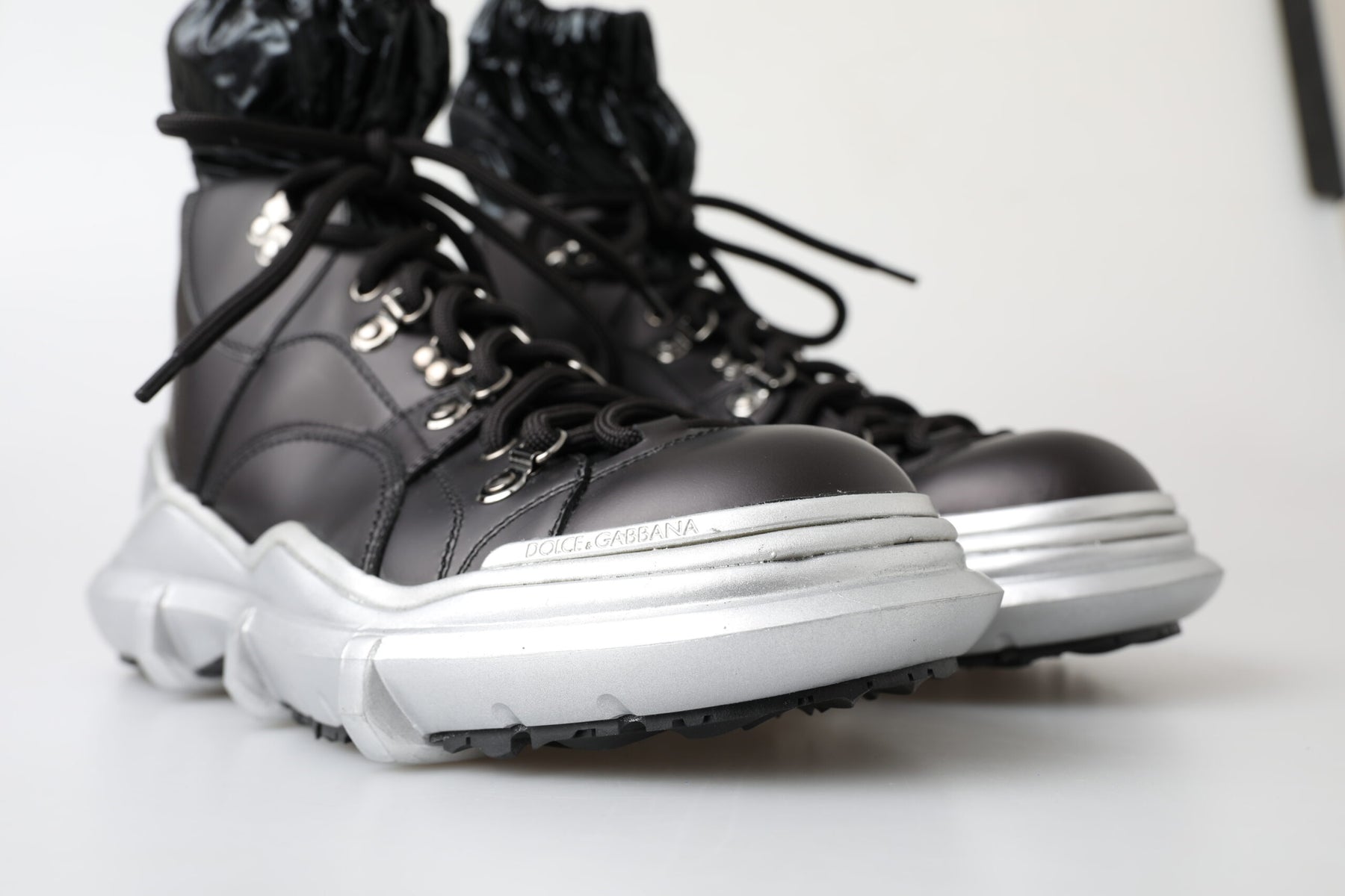 Dolce & Gabbana Black Nylon Galileo High Top Sneakers Shoes | Regal Royce