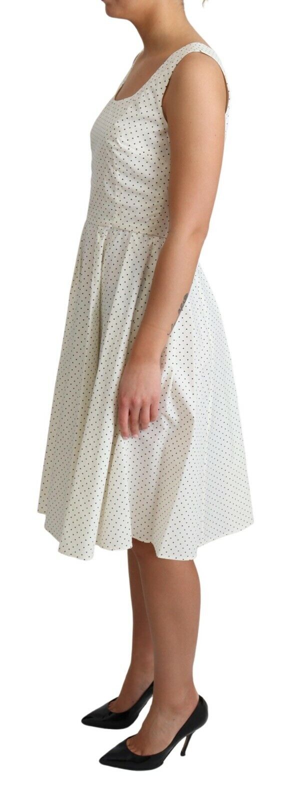 Dolce & Gabbana White Polka Dotted Cotton A-Line Dress | Regal Royce