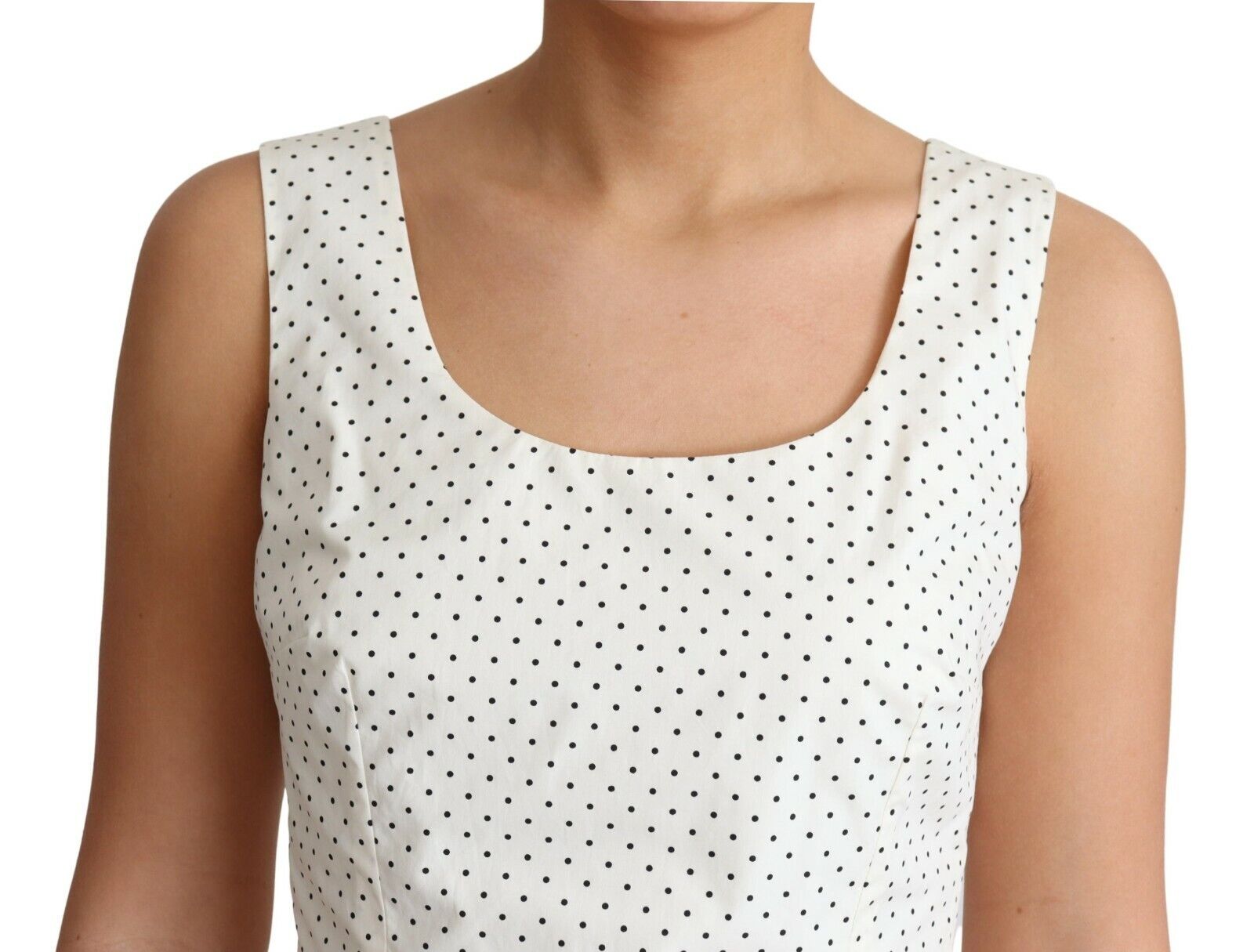 Dolce & Gabbana White Polka Dotted Cotton A-Line Dress | Regal Royce