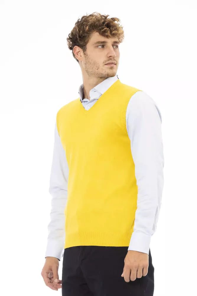 Alpha Studio Yellow Viscose Men Jacket | Regal Royce