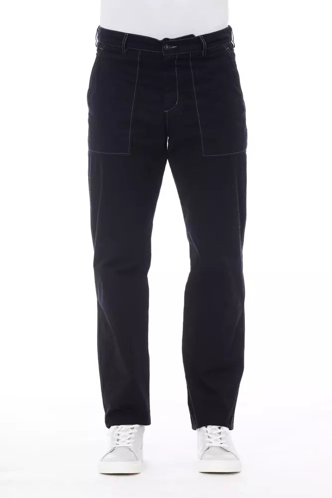 Alpha Studio Blue Cotton Men Pant | Regal Royce