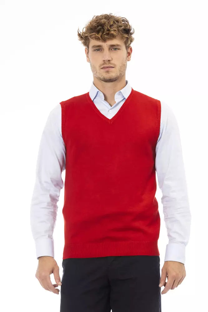 Alpha Studio Red Viscose Men Jacket
