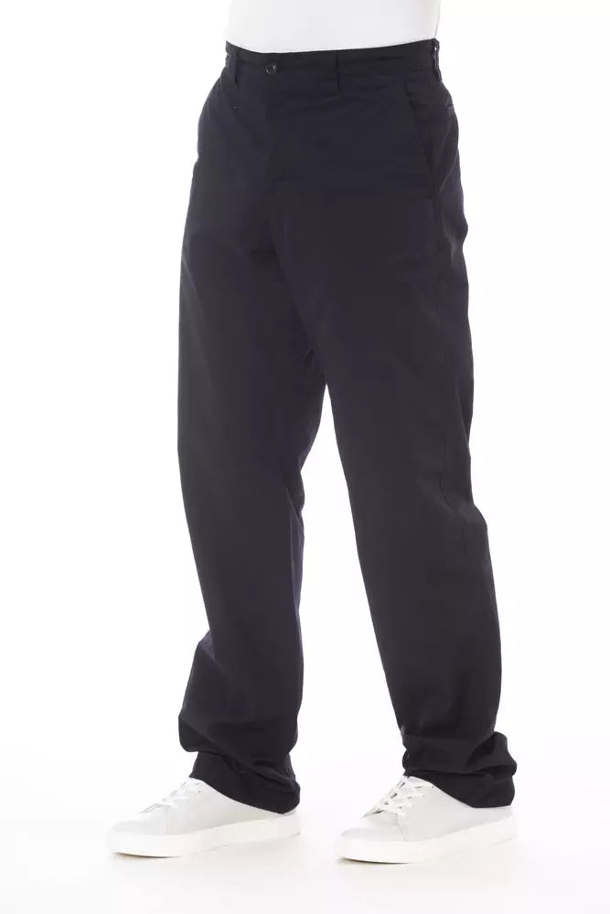 Alpha Studio Blue Cotton Men Pant | Regal Royce