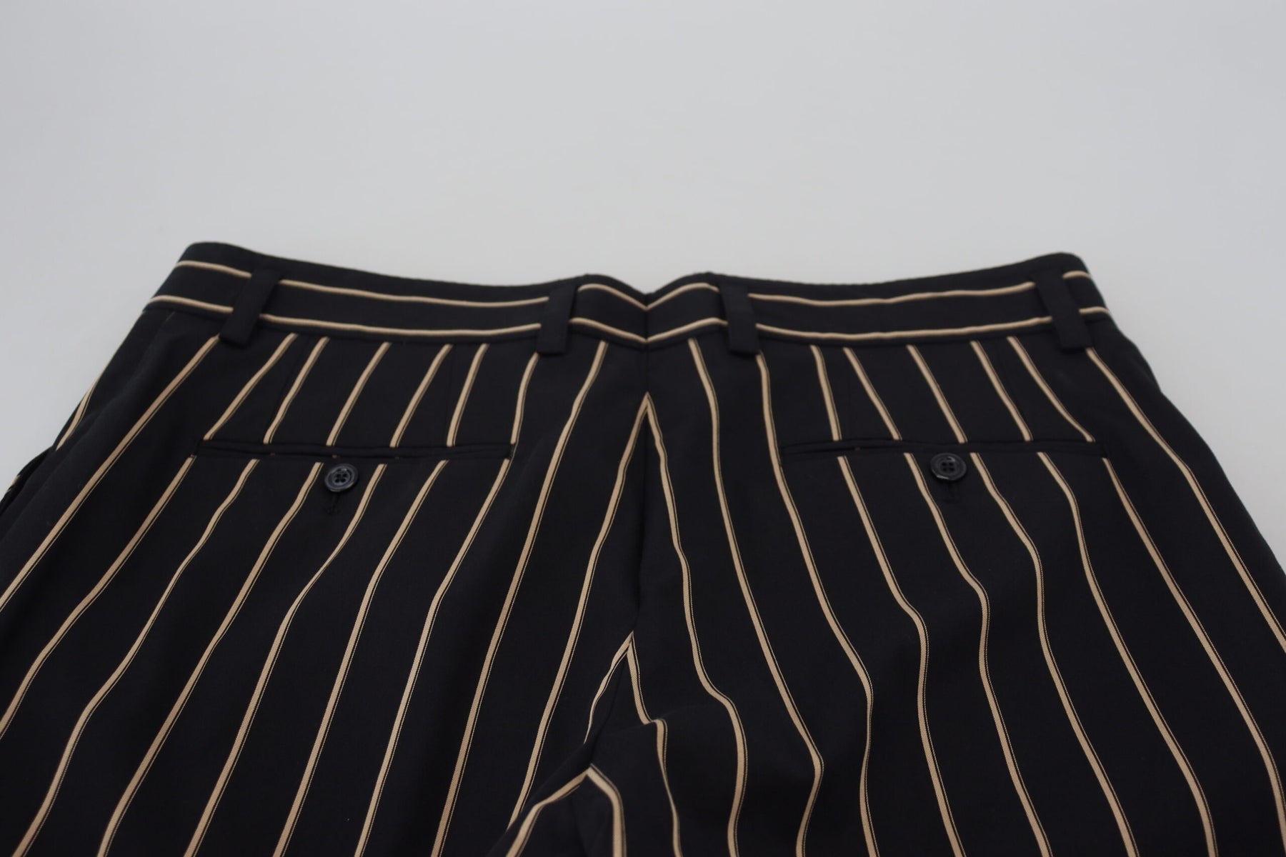 Dolce & Gabbana Black Beige Striped Cotton Stretch Pants | Regal Royce