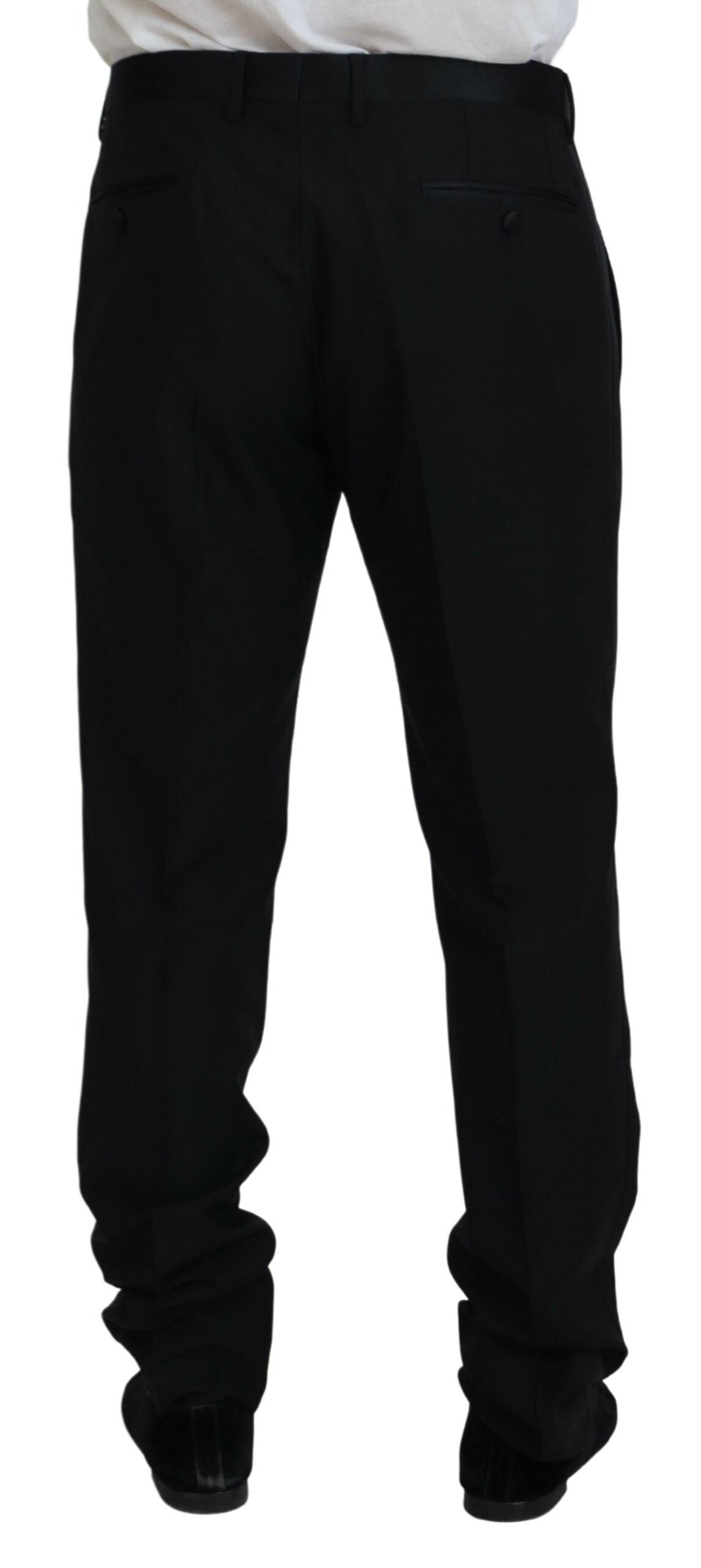 Dolce & Gabbana Black Dress Wool Silk Trouser Pants | Regal Royce