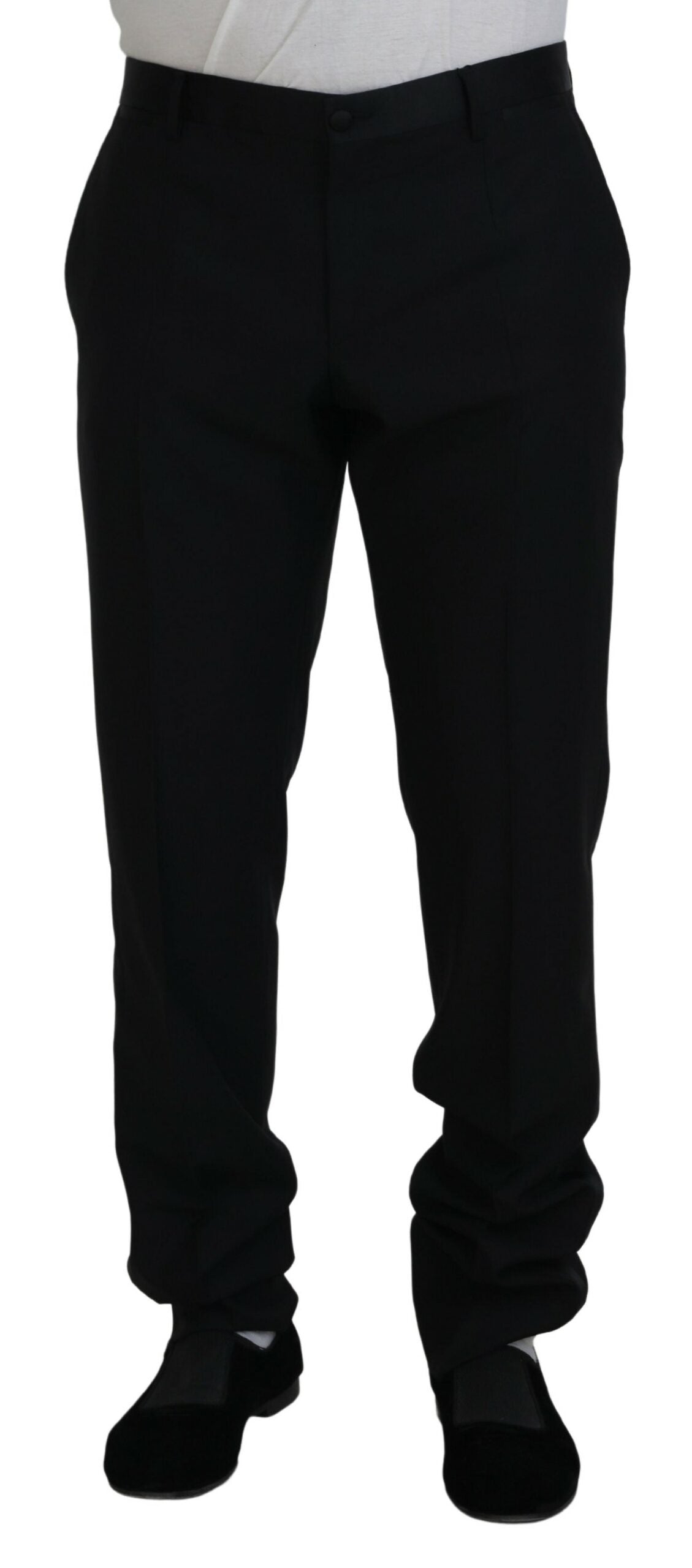 Dolce & Gabbana Black Dress Wool Silk Trouser Pants | Regal Royce