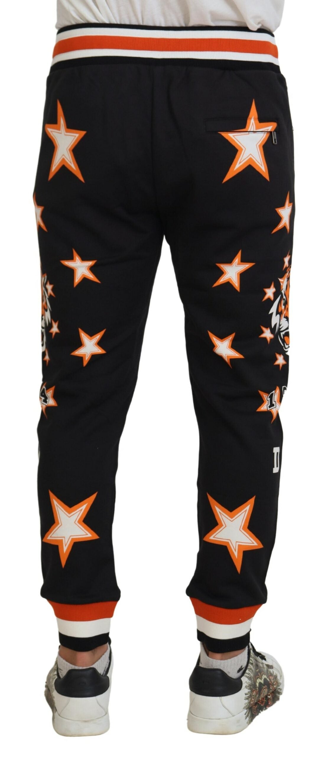 Dolce & Gabbana Black Orange Star Trousers Sport Pants | Regal Royce