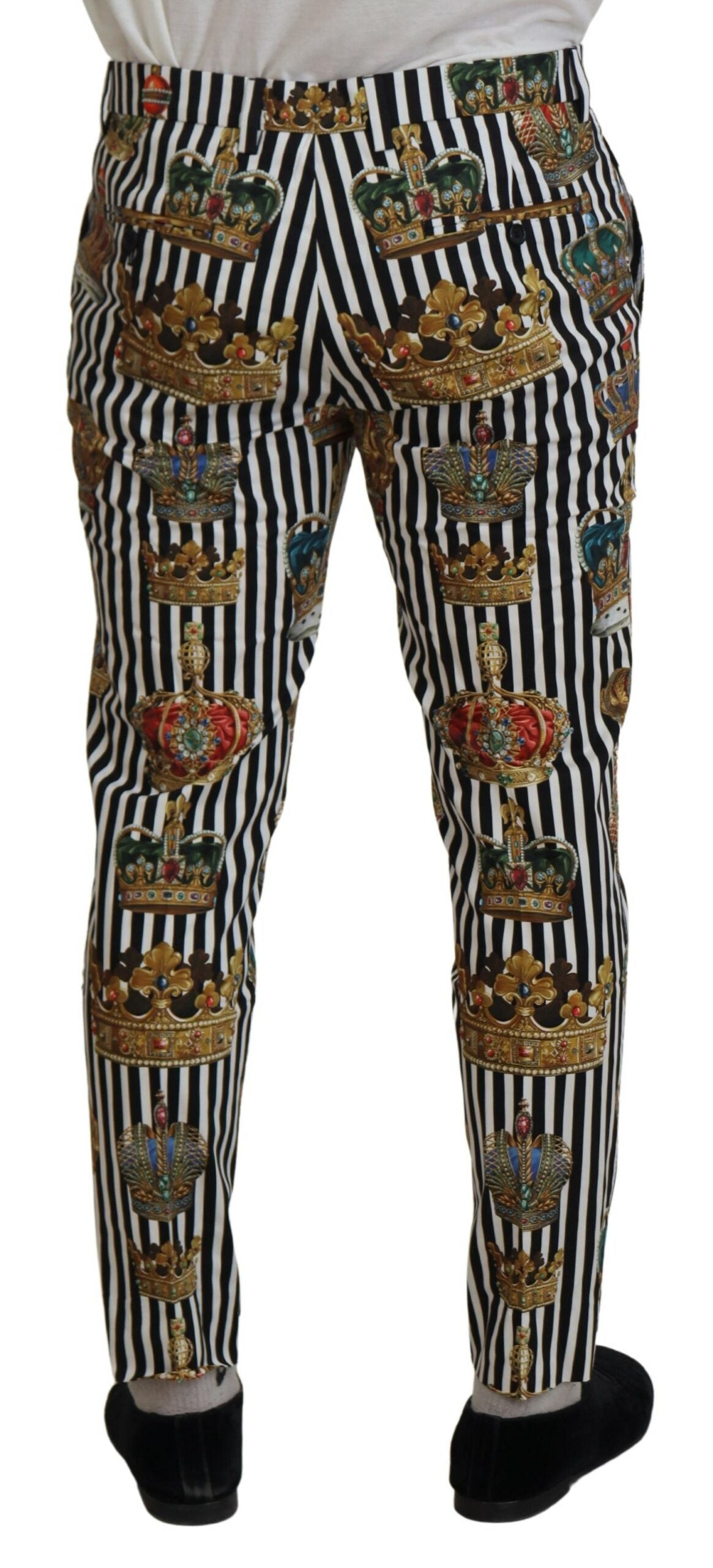 Dolce & Gabbana White Cotton Stretch Crown Trouser Pants | Regal Royce