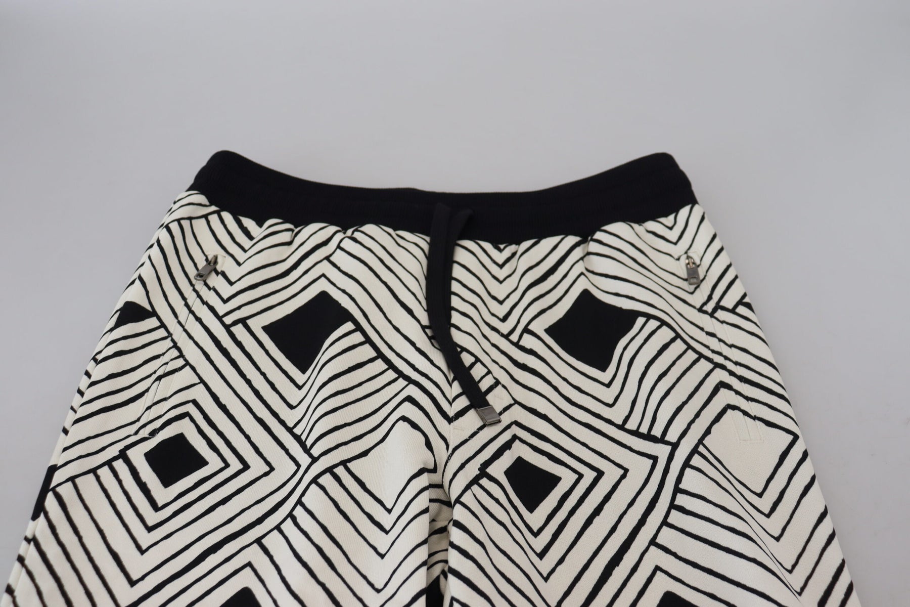 Dolce & Gabbana Black White Cotton Trousers Sport Pants | Regal Royce