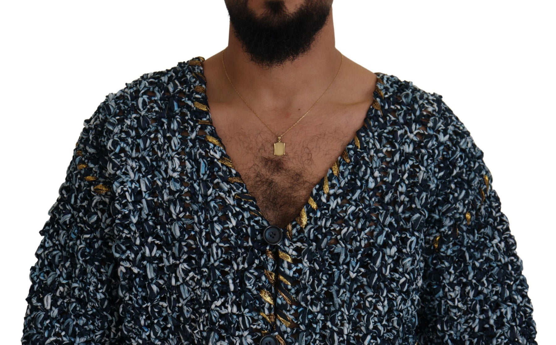 Dolce & Gabbana Blue Button Cardigan Fatto A Mano Sweater | Regal Royce