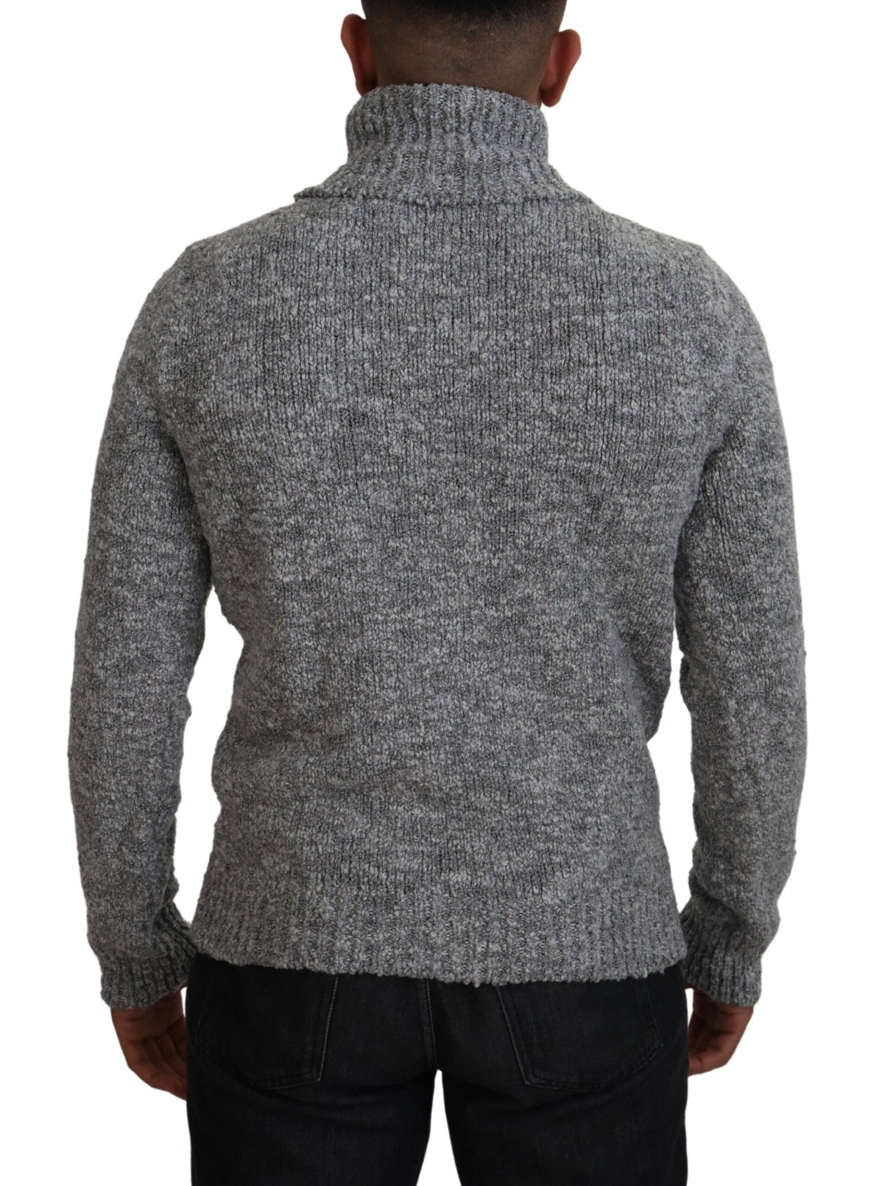 Dolce & Gabbana Gray Wool Knit Turtleneck Pullover Sweater | Regal Royce