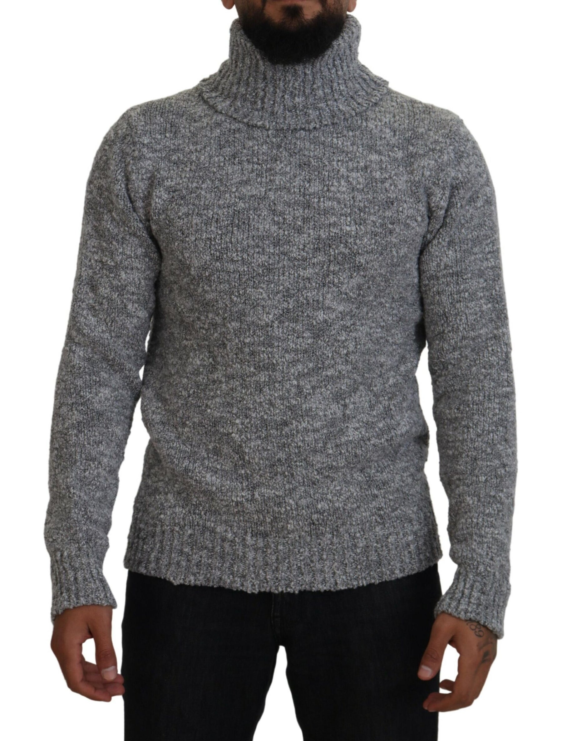 Dolce & Gabbana Gray Wool Knit Turtleneck Pullover Sweater | Regal Royce