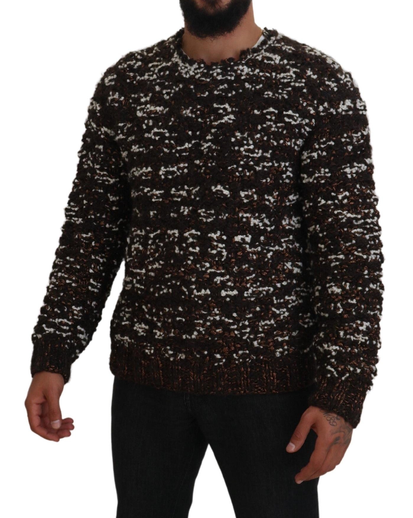 Dolce & Gabbana Brown Knitted Wool Fatto A Mano Sweater | Regal Royce