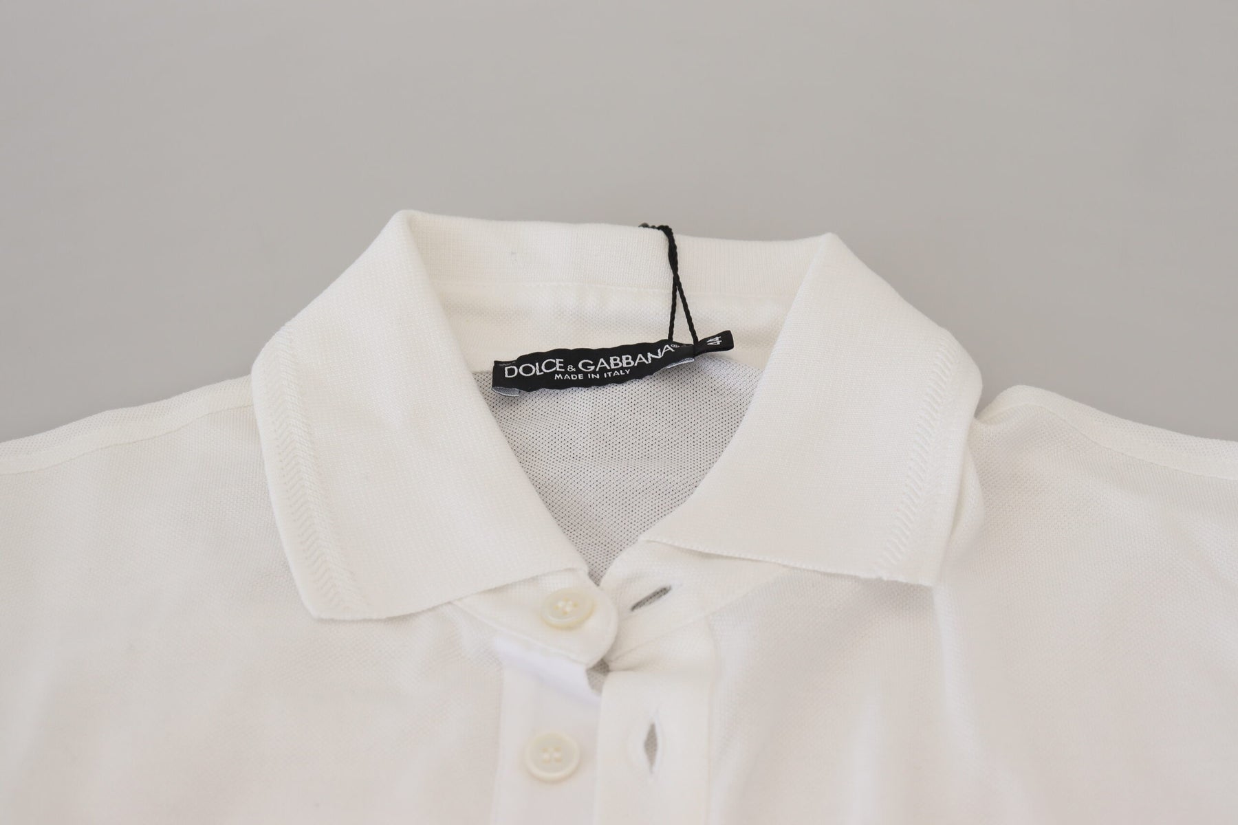 Dolce & Gabbana White Cotton Logo Short Sleeve Polo T-shirt | Regal Royce