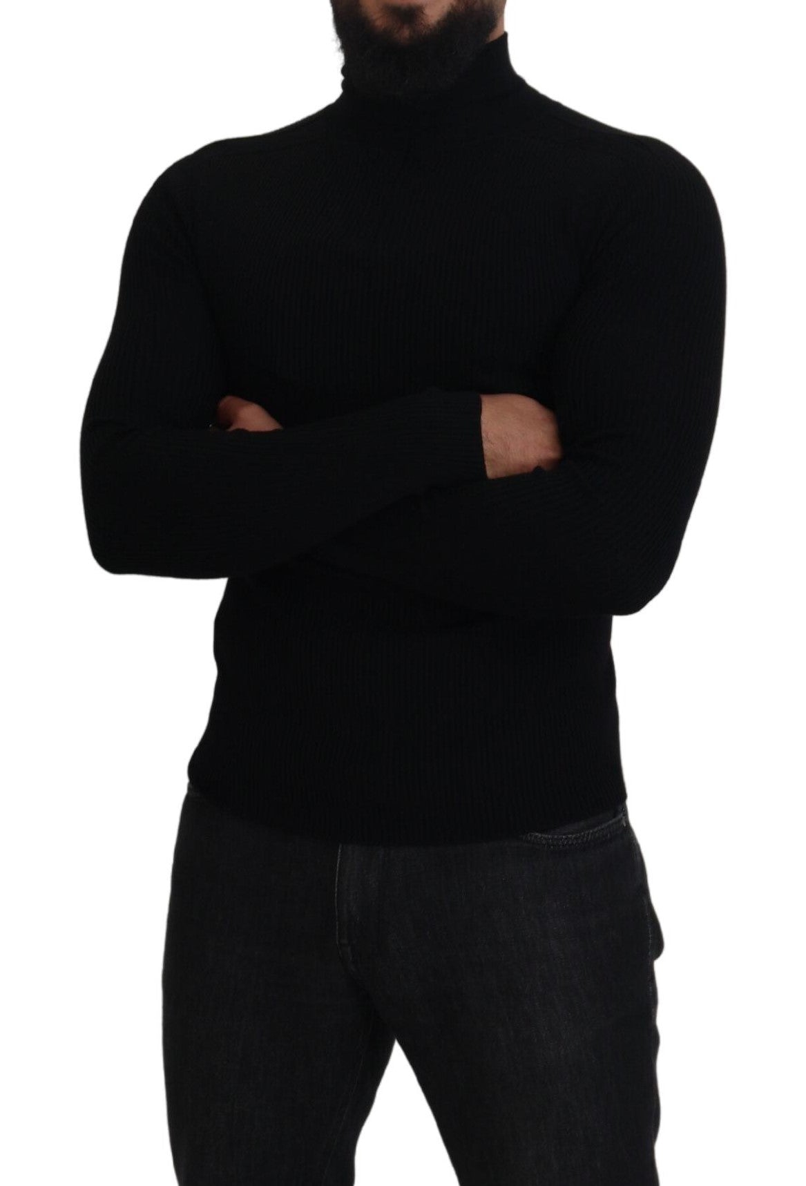 Dolce & Gabbana Black Half Zip Turtleneck Pullover Sweater | Regal Royce