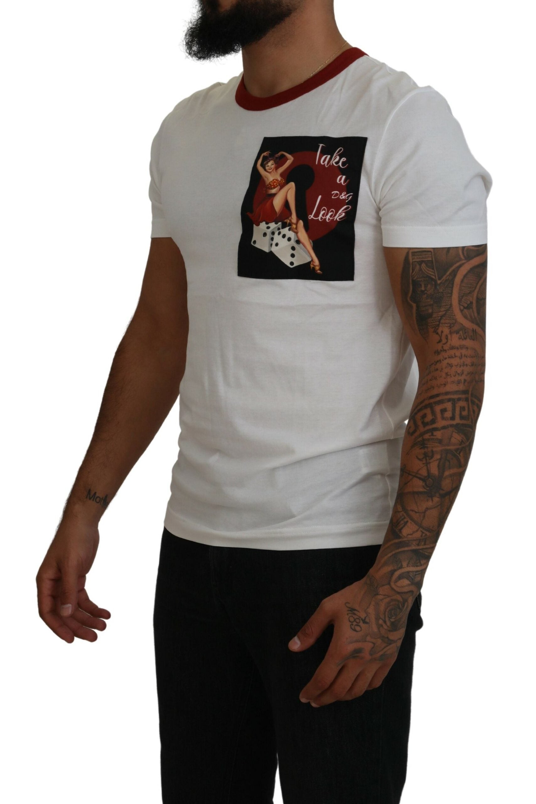 Dolce & Gabbana Cotton White Logo Print Crewneck T-shirt | Regal Royce