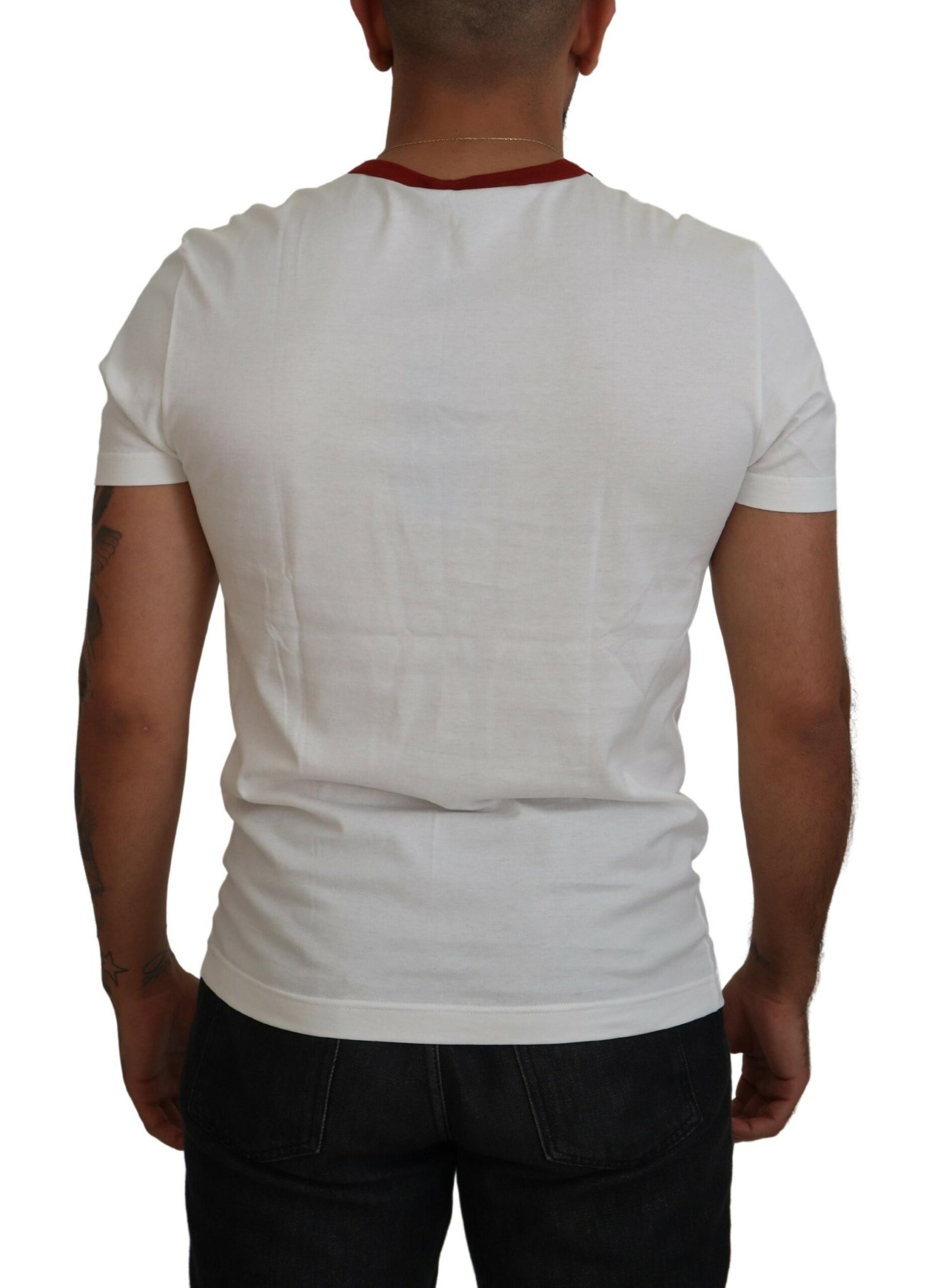 Dolce & Gabbana Cotton White Logo Print Crewneck T-shirt | Regal Royce