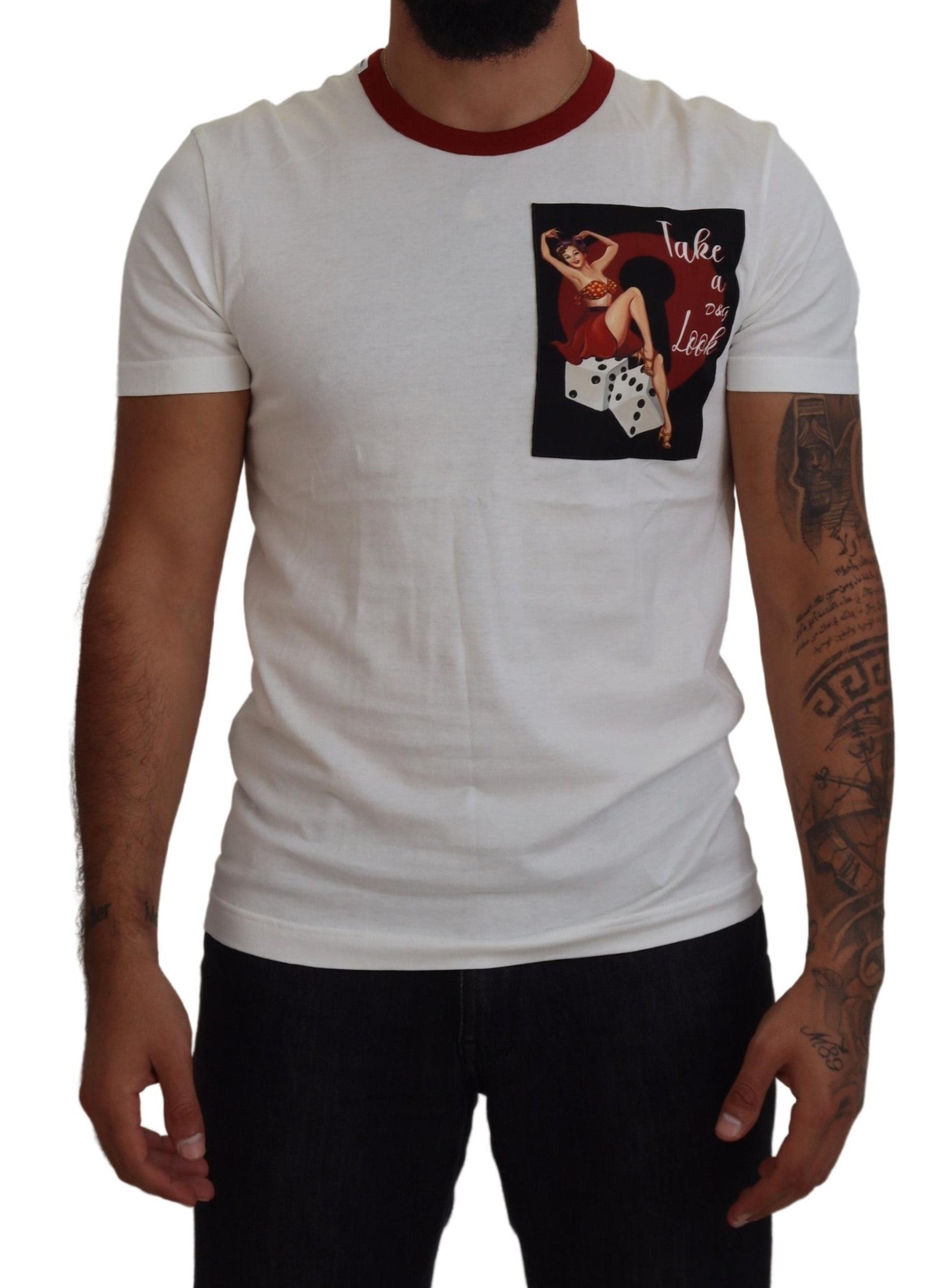 Dolce & Gabbana Cotton White Logo Print Crewneck T-shirt | Regal Royce