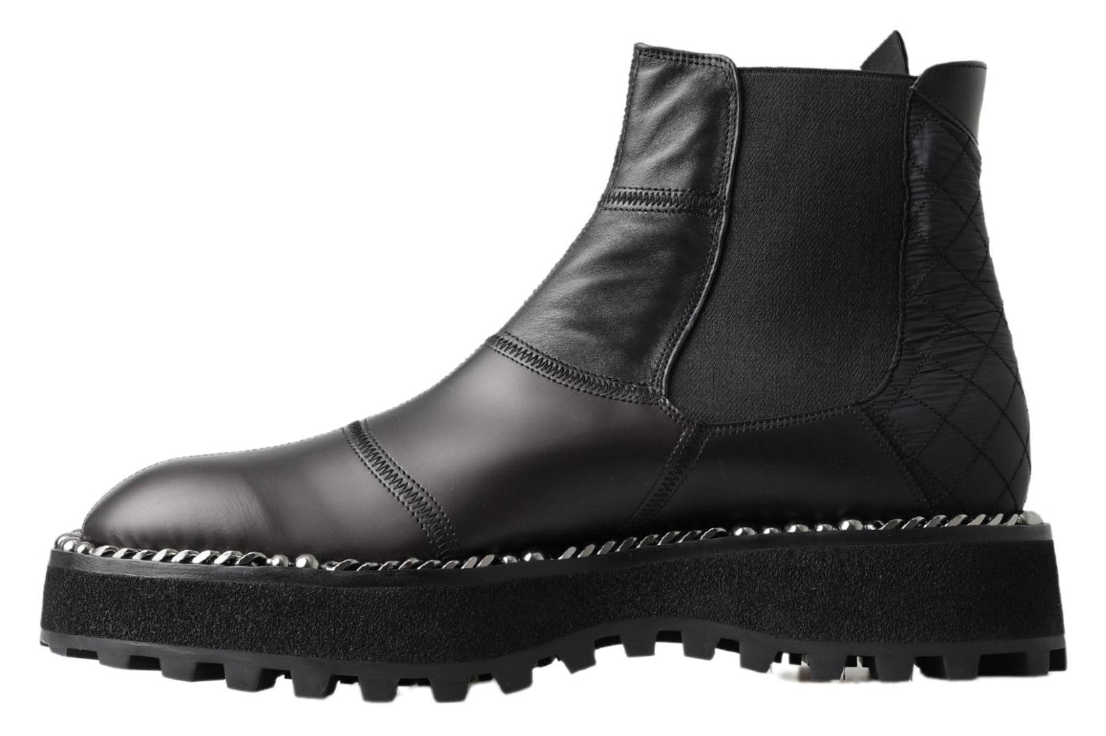 Dolce & Gabbana Black Leather Slip on Stretch Boots | Regal Royce