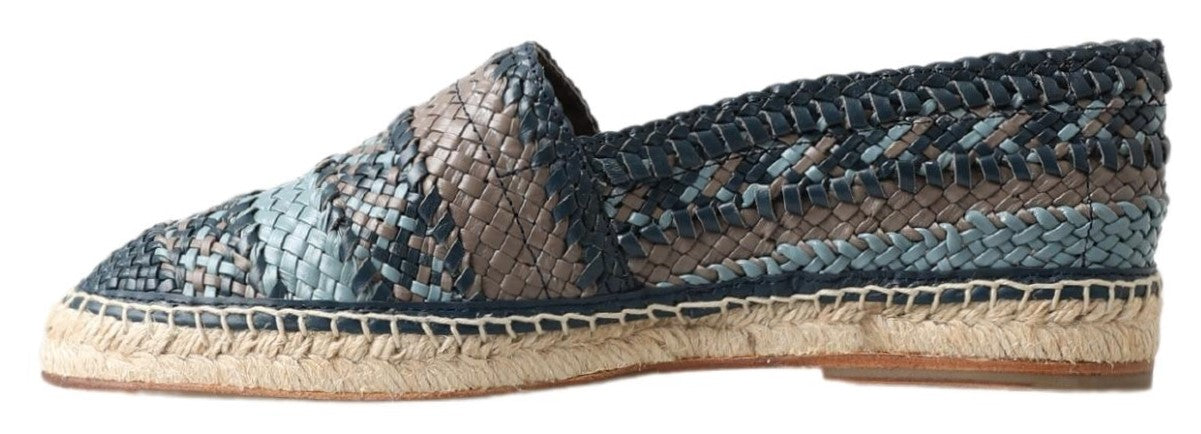Dolce & Gabbana Blue Gray Leather Buffalo Espadrille Shoes | Regal Royce