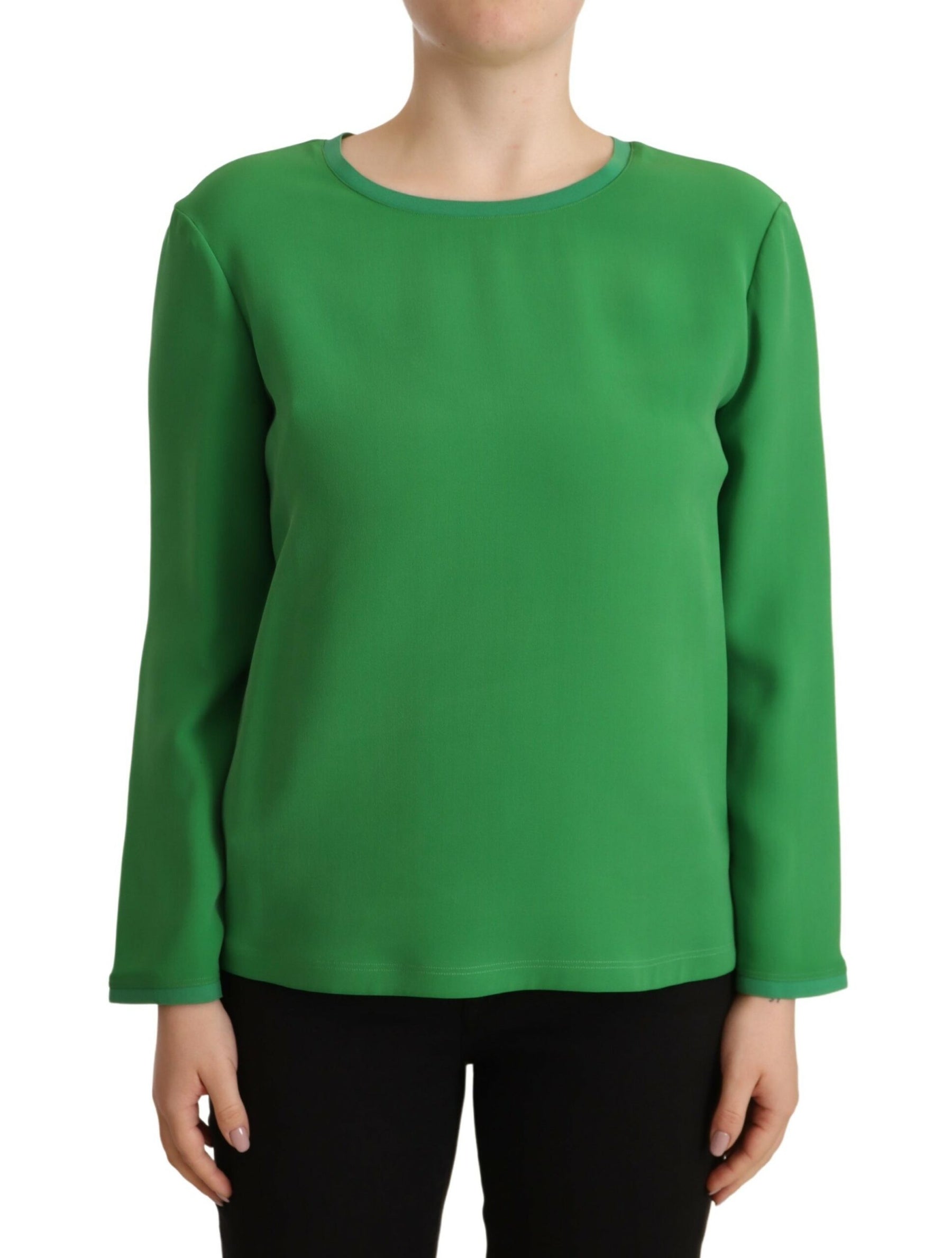 Armani Green Silk Long Sleeves Round Neck Sweater | Regal Royce