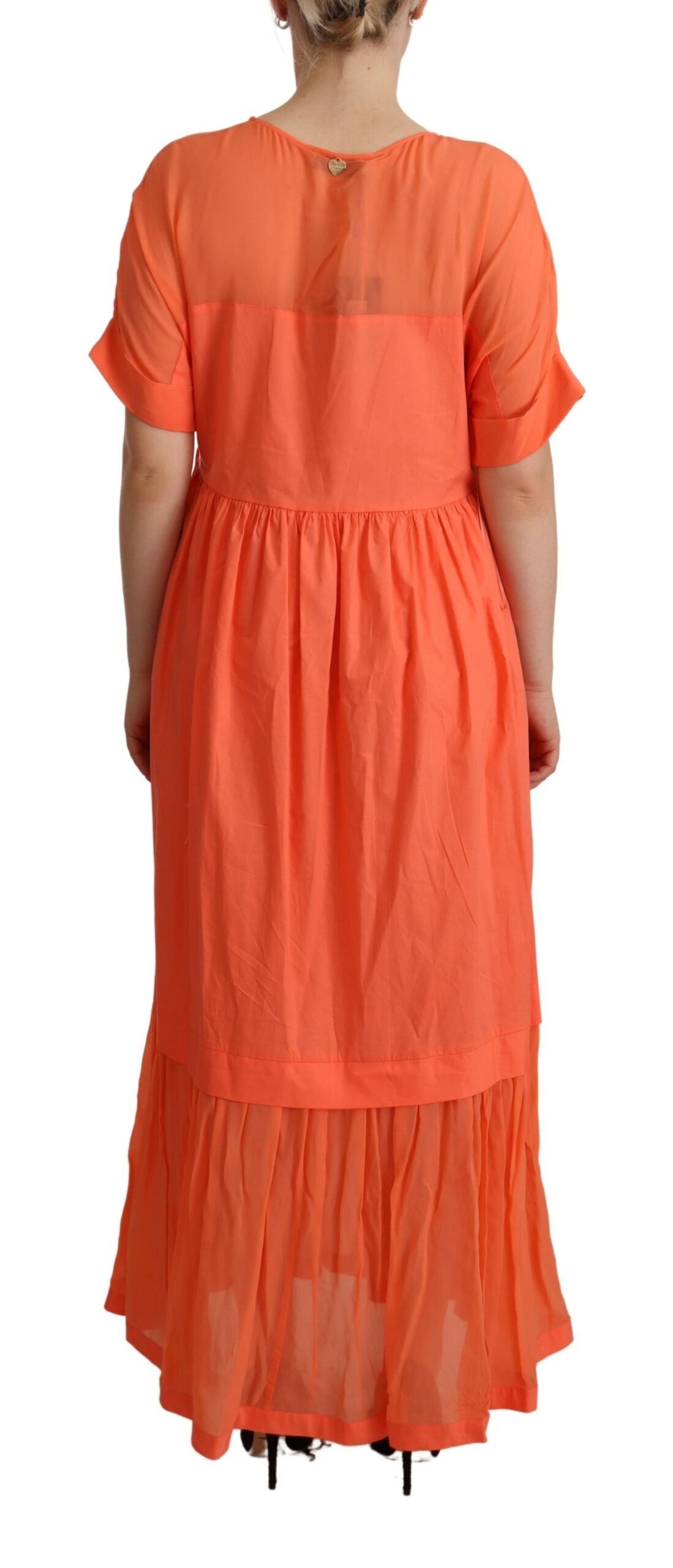 Twinset Coral Cotton Blend Short Sleeves Maxi Shift Dress | Regal Royce