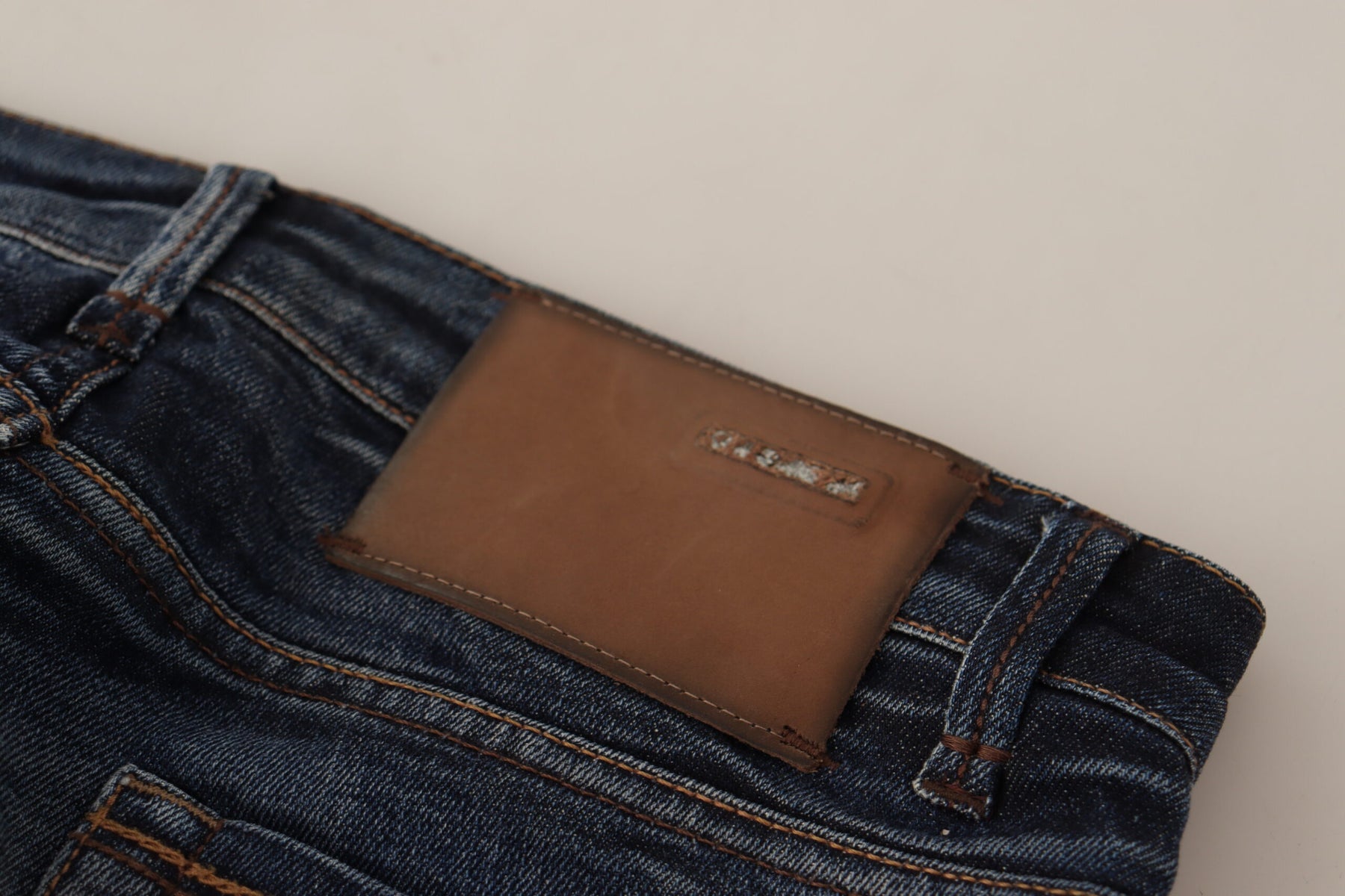 Acht Blue Washed Cotton Low Waist Skinny Denim Jeans | Regal Royce