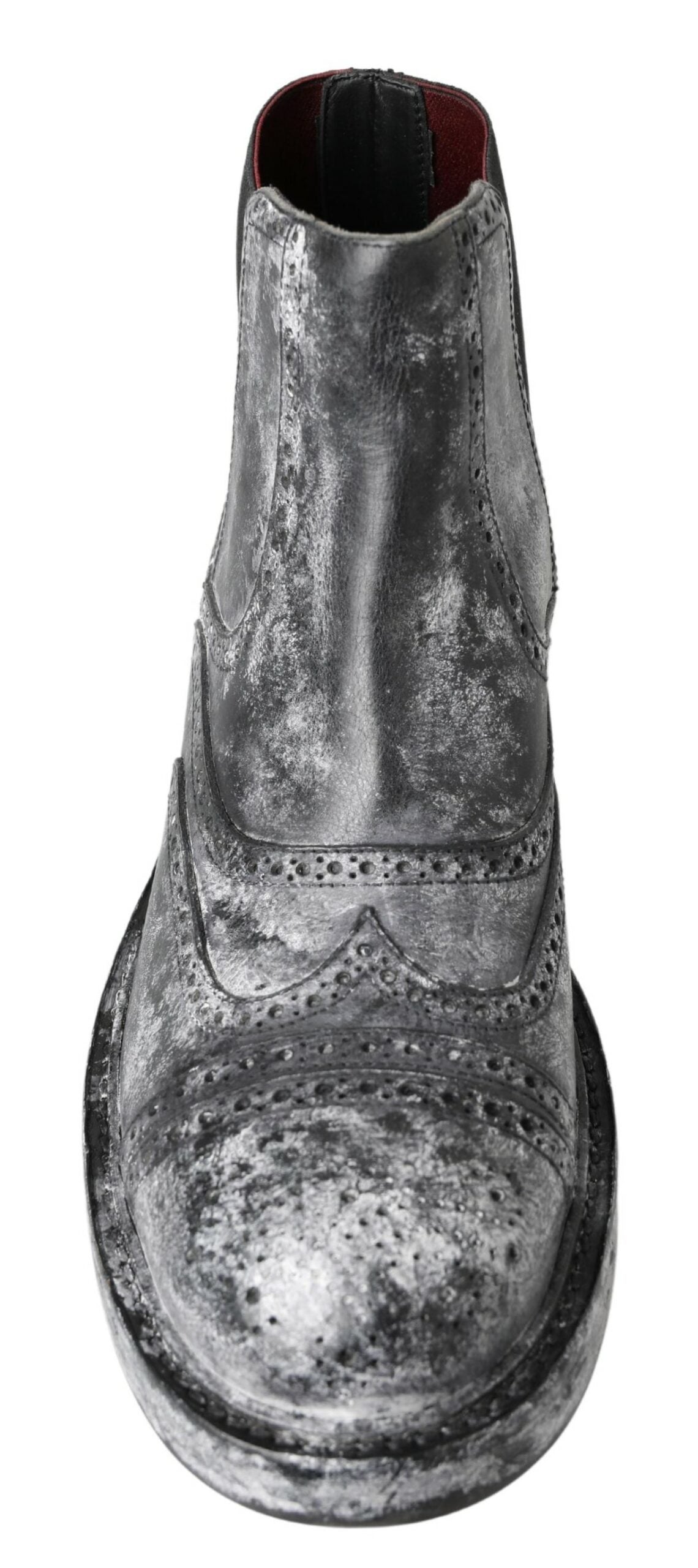 Dolce & Gabbana Black Gray Leather Ankle Boots | Regal Royce
