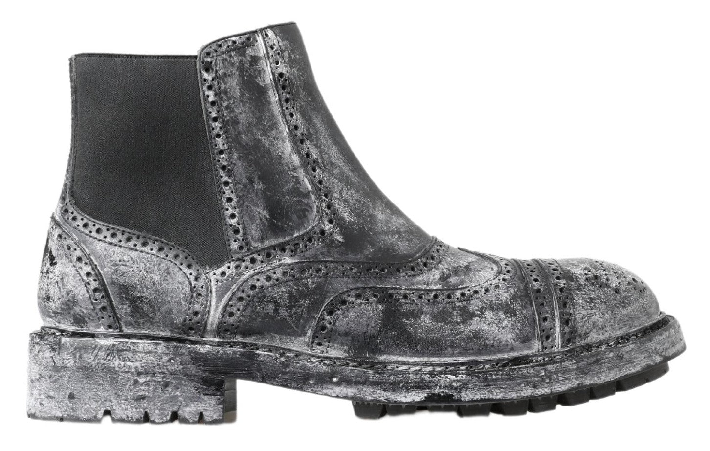 Dolce & Gabbana Black Gray Leather Ankle Boots | Regal Royce