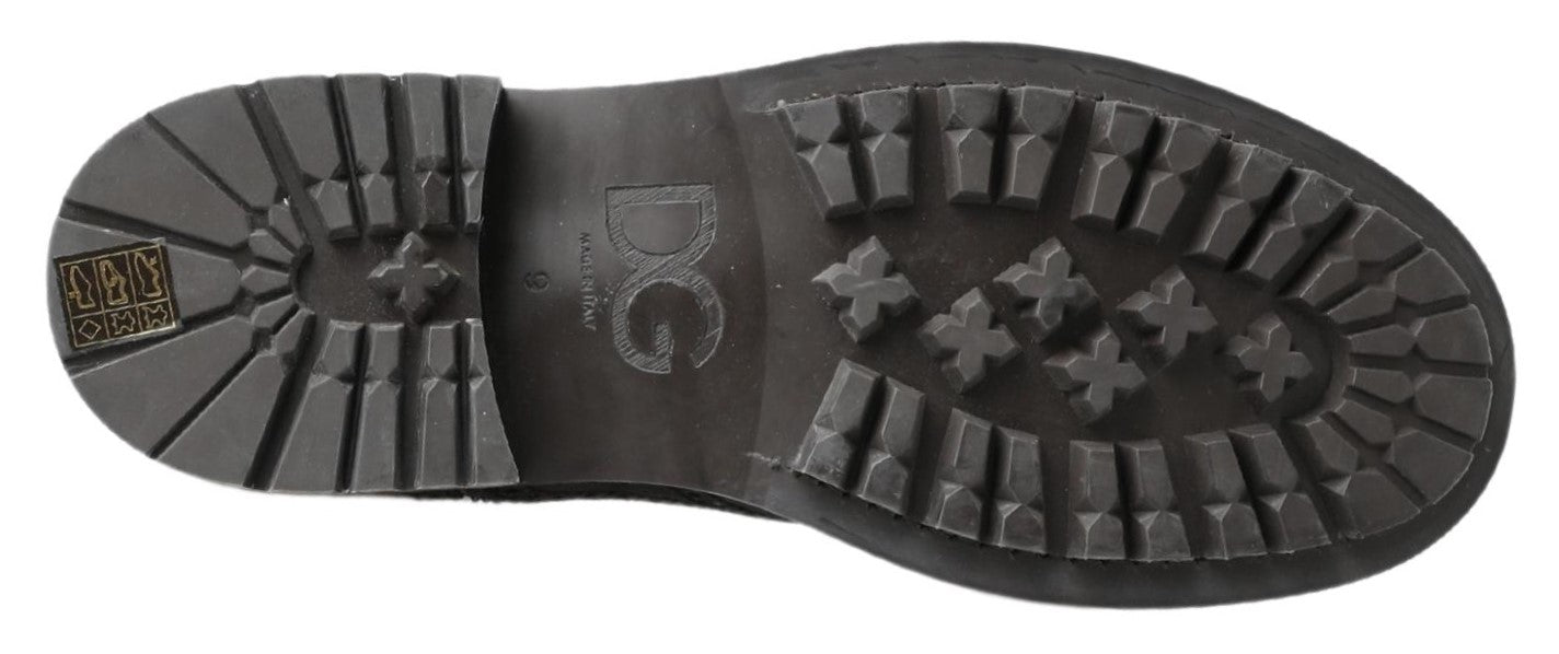 Dolce & Gabbana Black Gray Leather Ankle Boots | Regal Royce