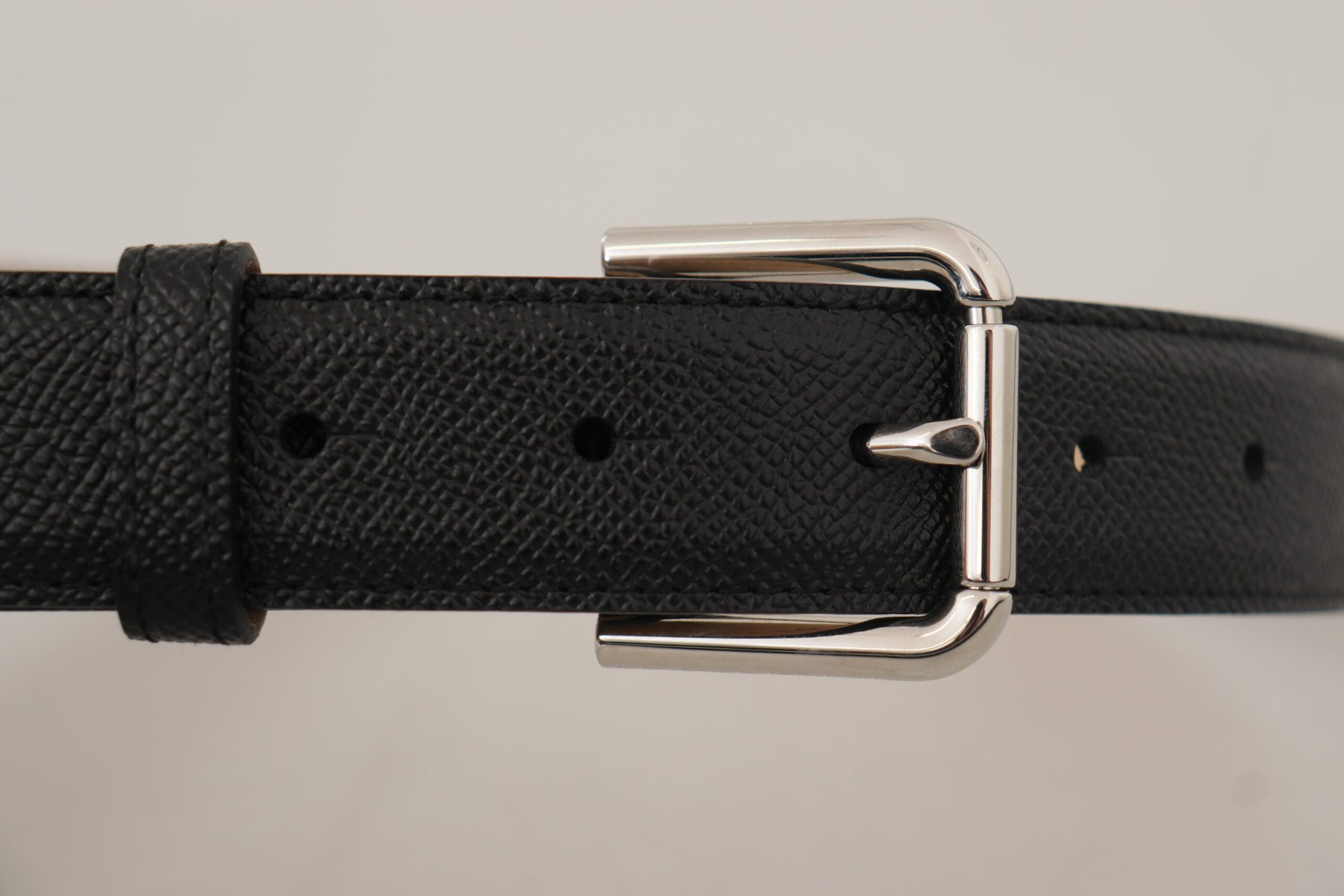 Dolce & Gabbana Black Calf Leather Brown Backend Metal Buckle Belt | Regal Royce