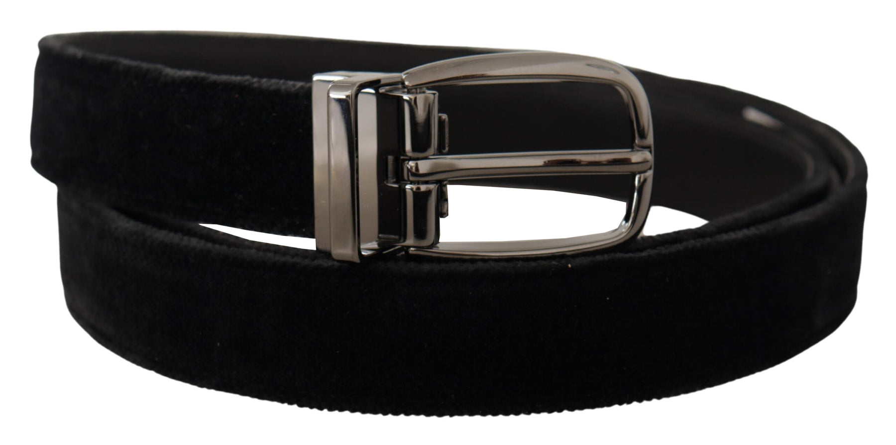 Dolce & Gabbana Black Velvet Classic Logo Engraved Metal Belt | Regal Royce