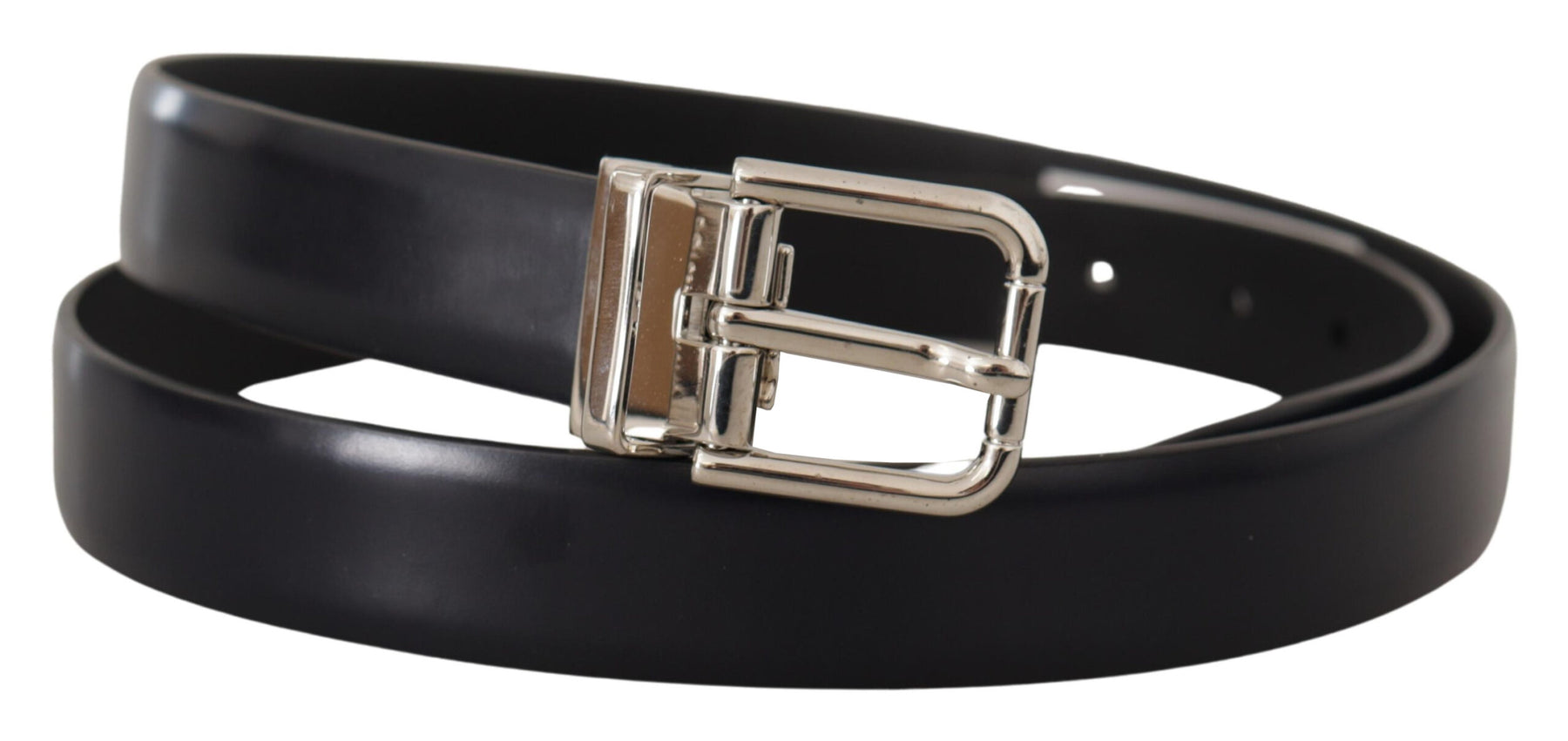Dolce & Gabbana Black Calf Leather Classic Logo Metal Buckle Belt | Regal Royce