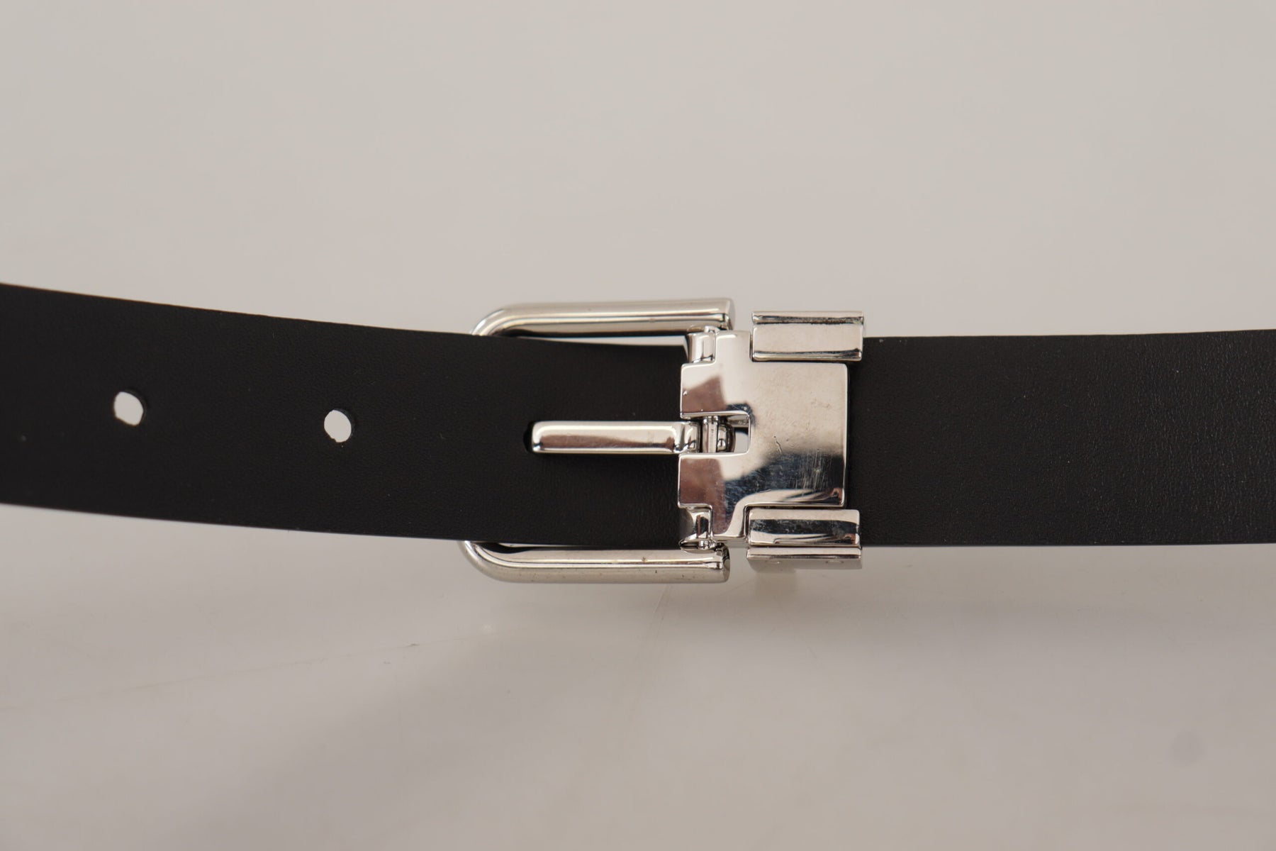 Dolce & Gabbana Black Calf Leather Classic Logo Metal Buckle Belt | Regal Royce