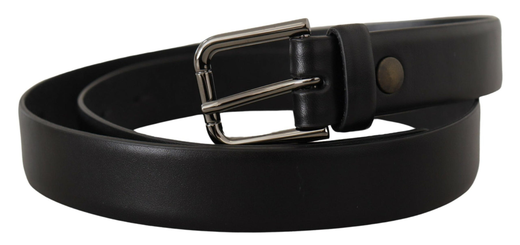 Dolce & Gabbana Black Calf Leather Classic Logo Metal Buckle Belt | Regal Royce