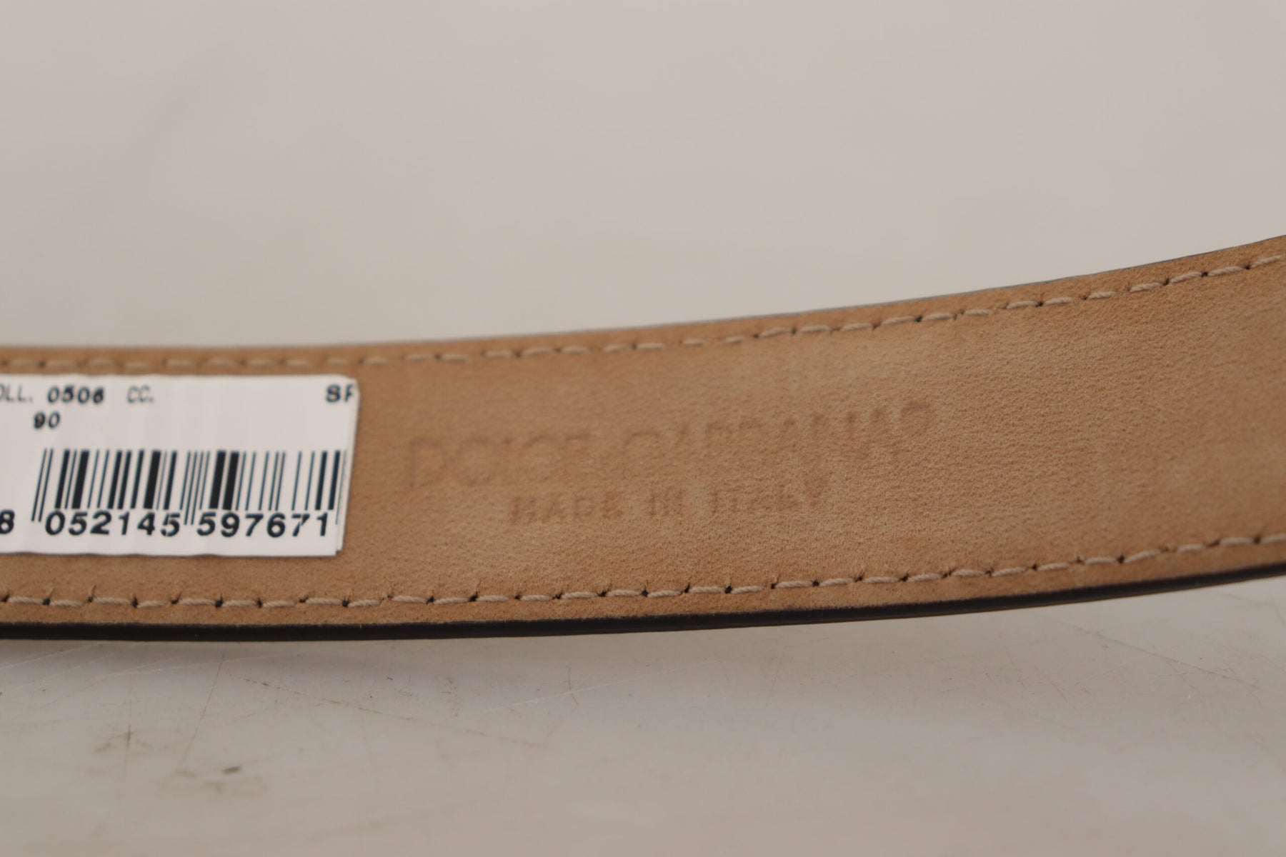 Dolce & Gabbana Black Calf Leather Logo Engraved Metal Buckle Belt | Regal Royce