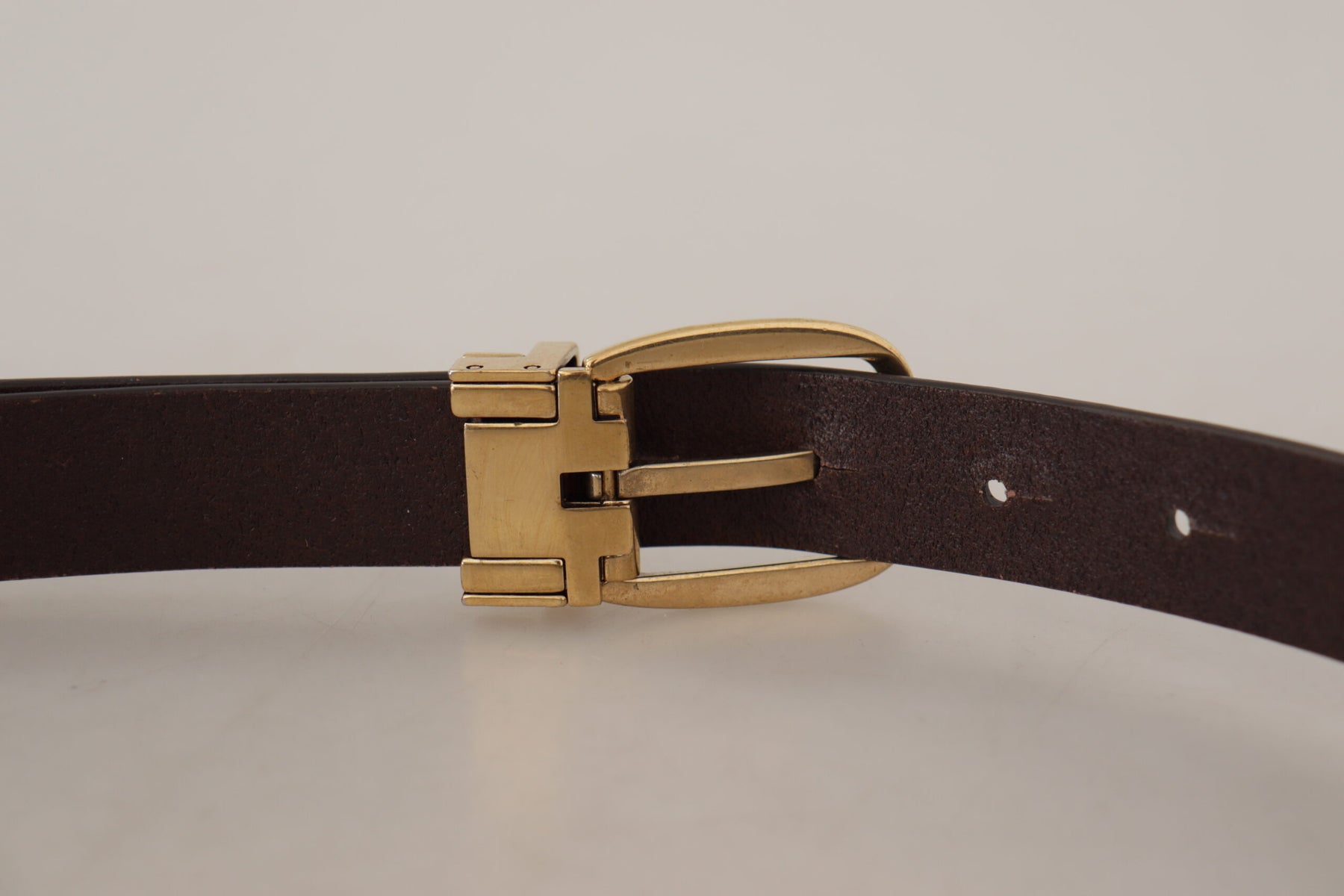 Dolce & Gabbana Dark Brown Calf Leather Gold Tone Metal Buckle | Regal Royce