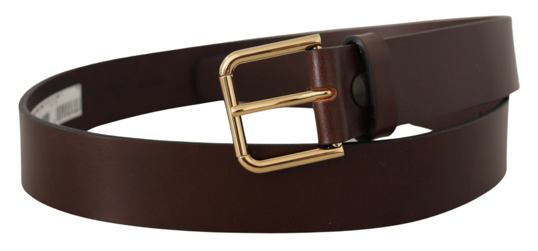 Dolce & Gabbana Brown Plain Calf Leather Gold Tone Buckle Belt | Regal Royce