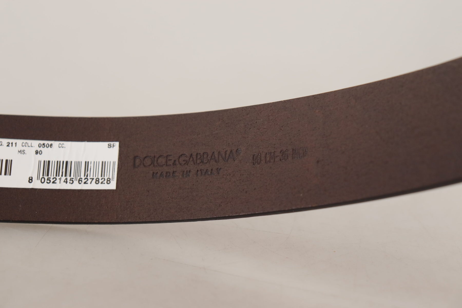 Dolce & Gabbana Brown Plain Calf Leather Gold Tone Buckle Belt | Regal Royce