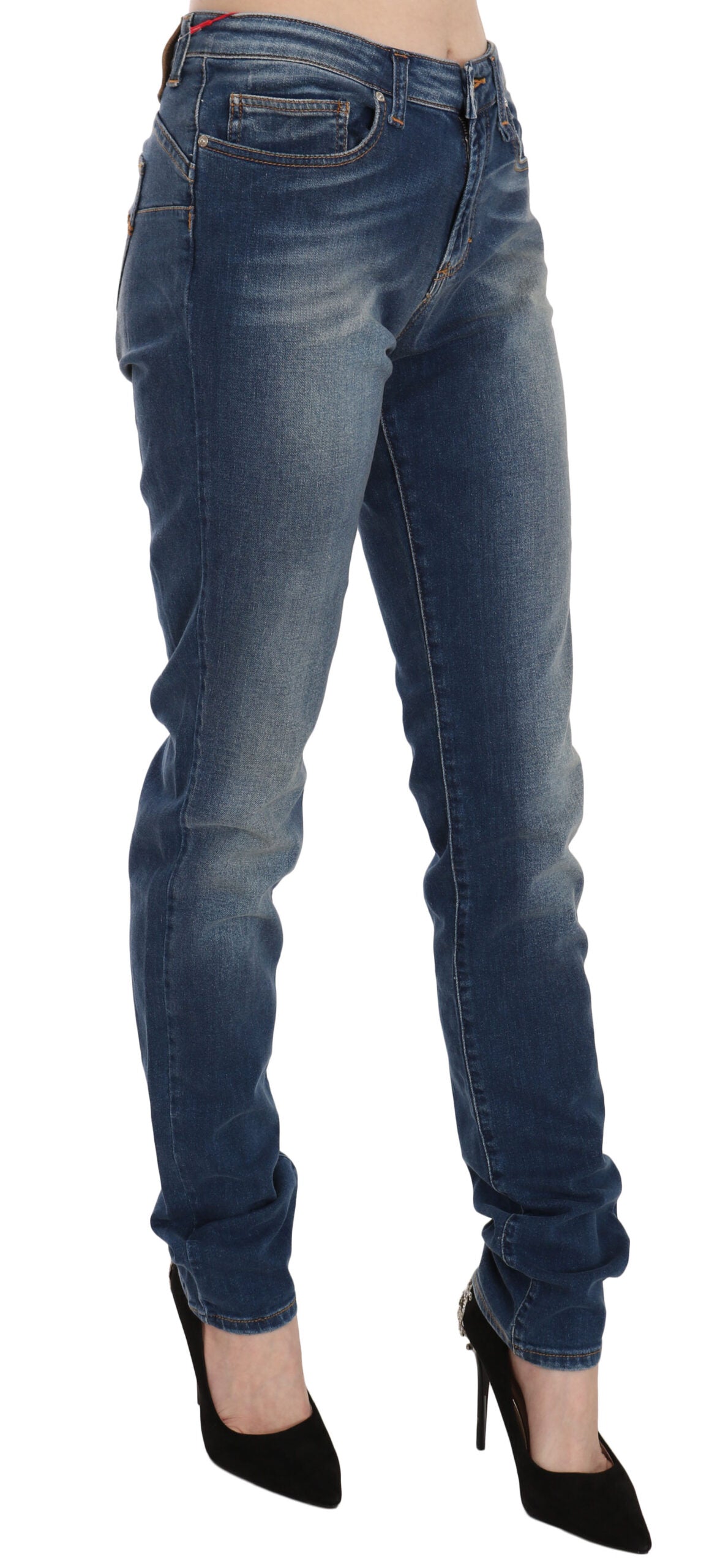Fiorucci Blue Washed Mid Waist Slim Fit Denim Jeans | Regal Royce