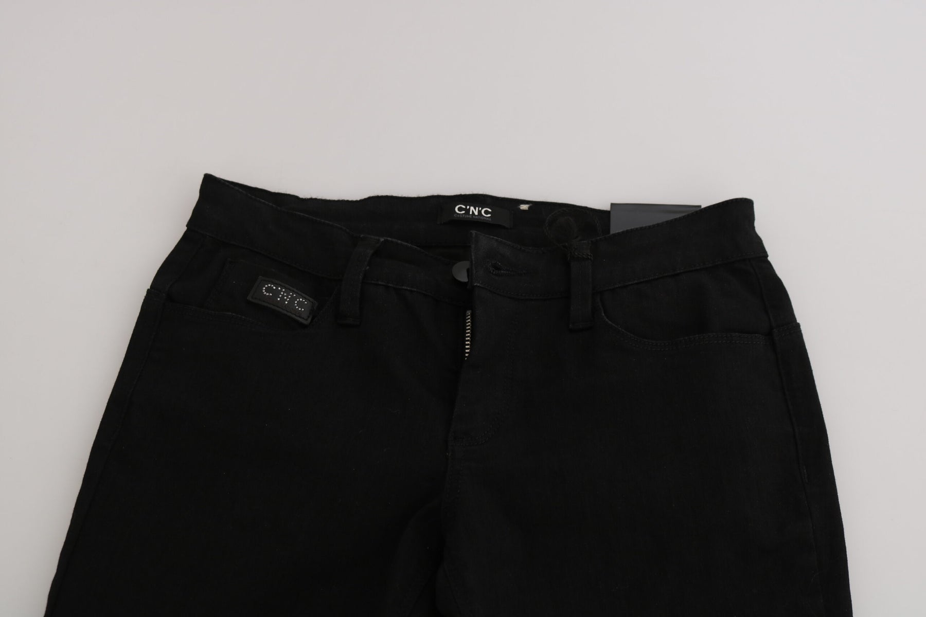 Costume National Black Sequined Mid Waist Slim Fit Denim Jeans | Regal Royce