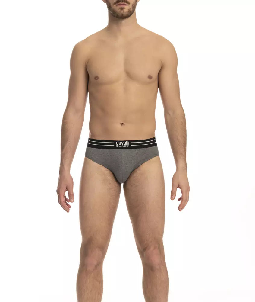 Cavalli Class Gray Cotton Men Underwear Trio Pack | Regal Royce