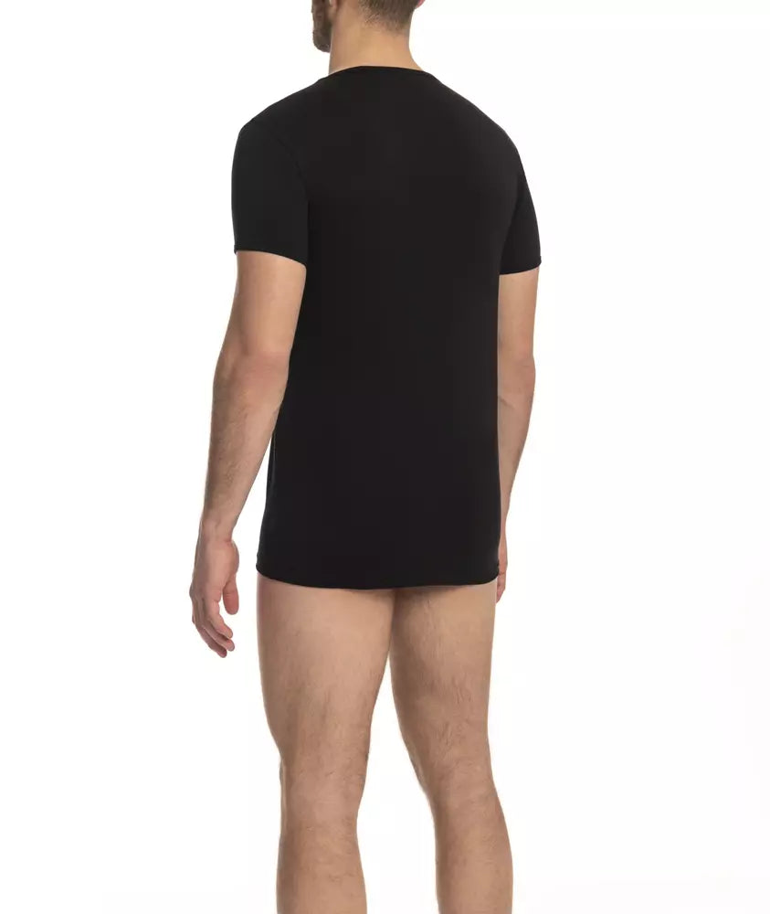 Cavalli Class Black Cotton Men T-Shirt | Regal Royce
